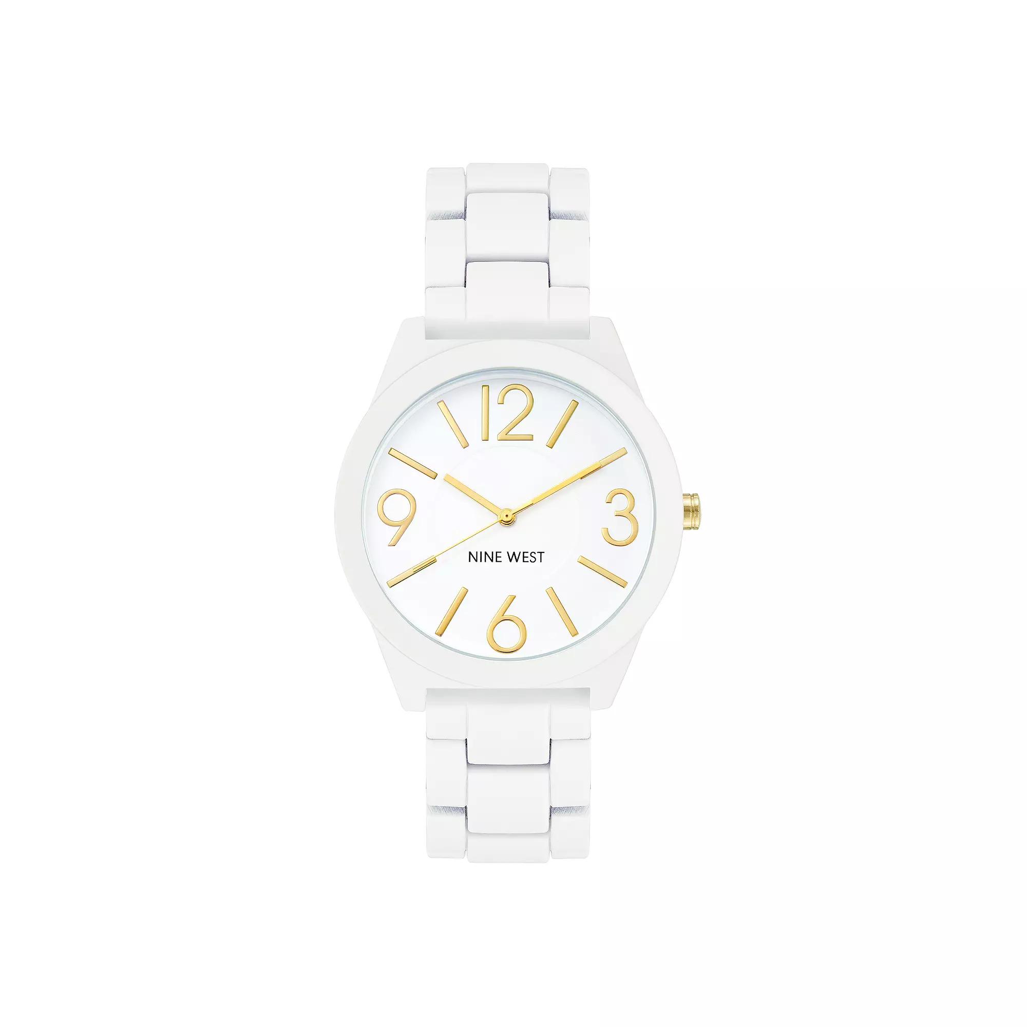 Nine West Women's White Rubberized Link Watch,  Product Image