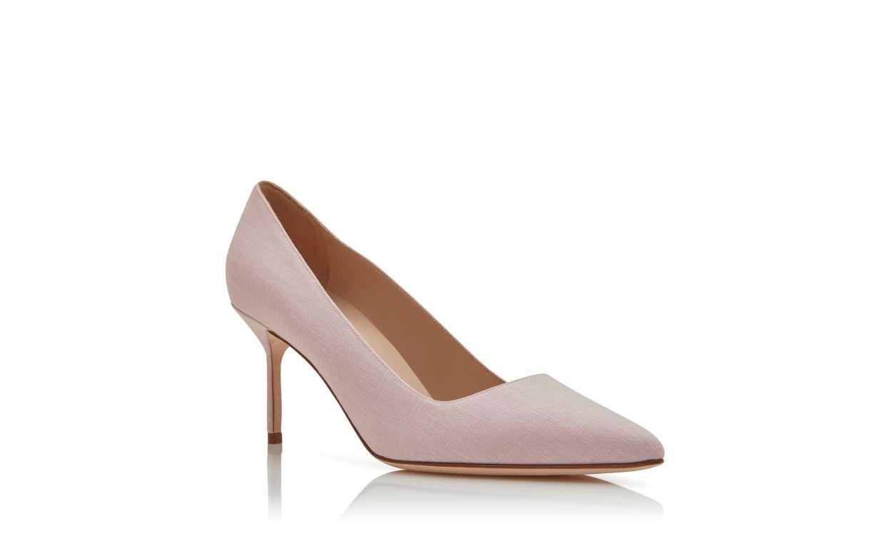 BB 70 Light Pink Linen Pointed Toe Pumps Product Image