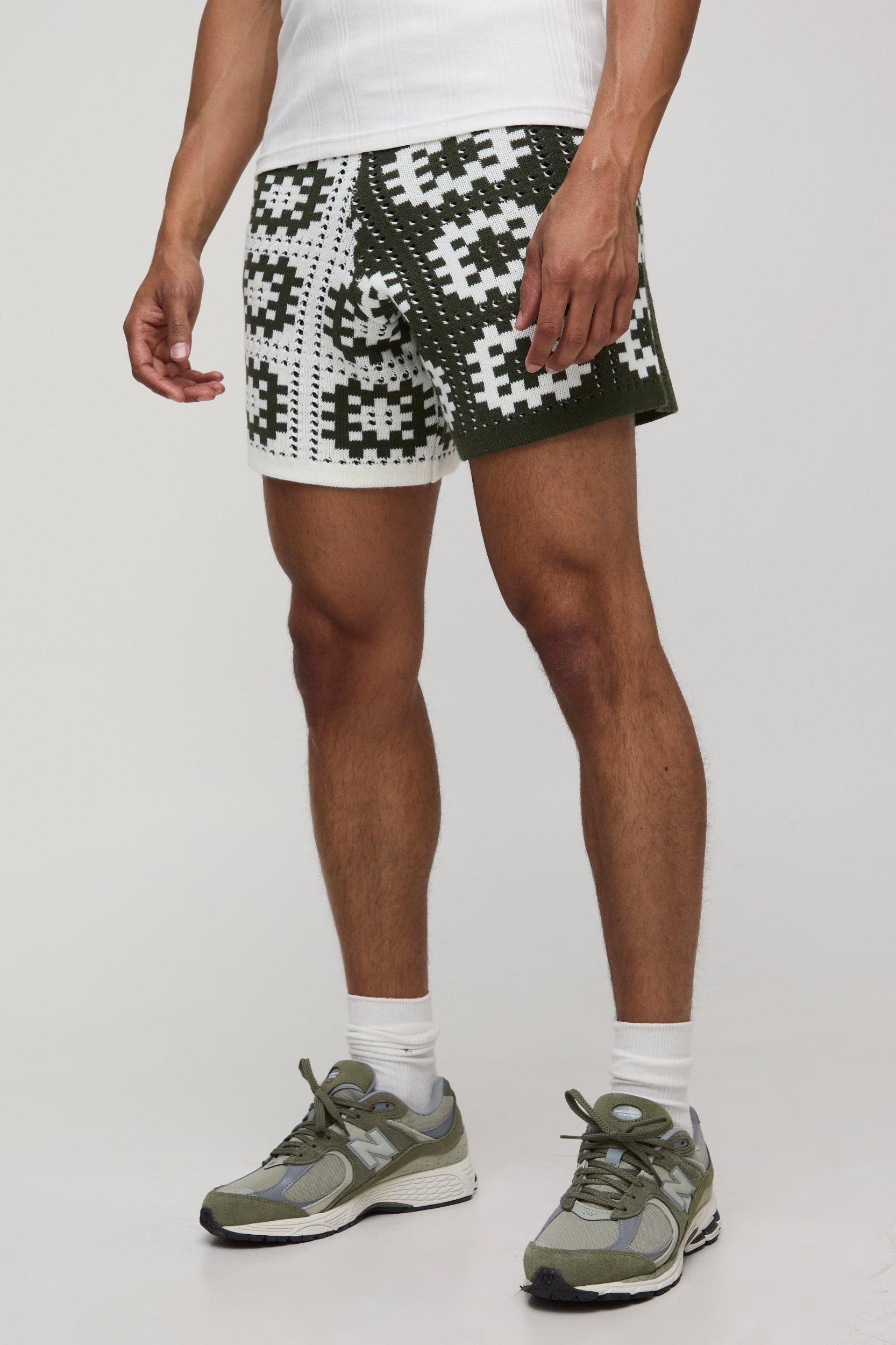 Crochet Square Knitted Short | boohooMAN USA Product Image