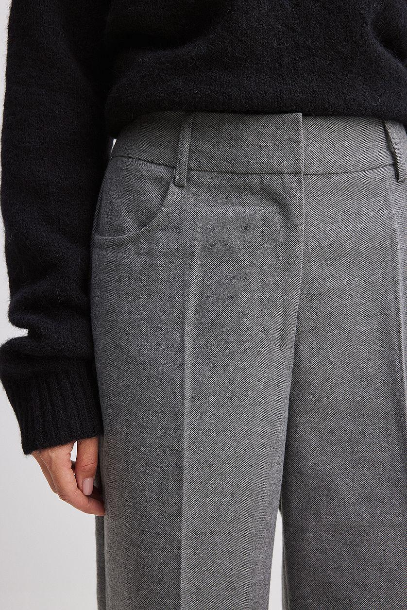 Flannel Wide Leg High Waist Trousers Product Image