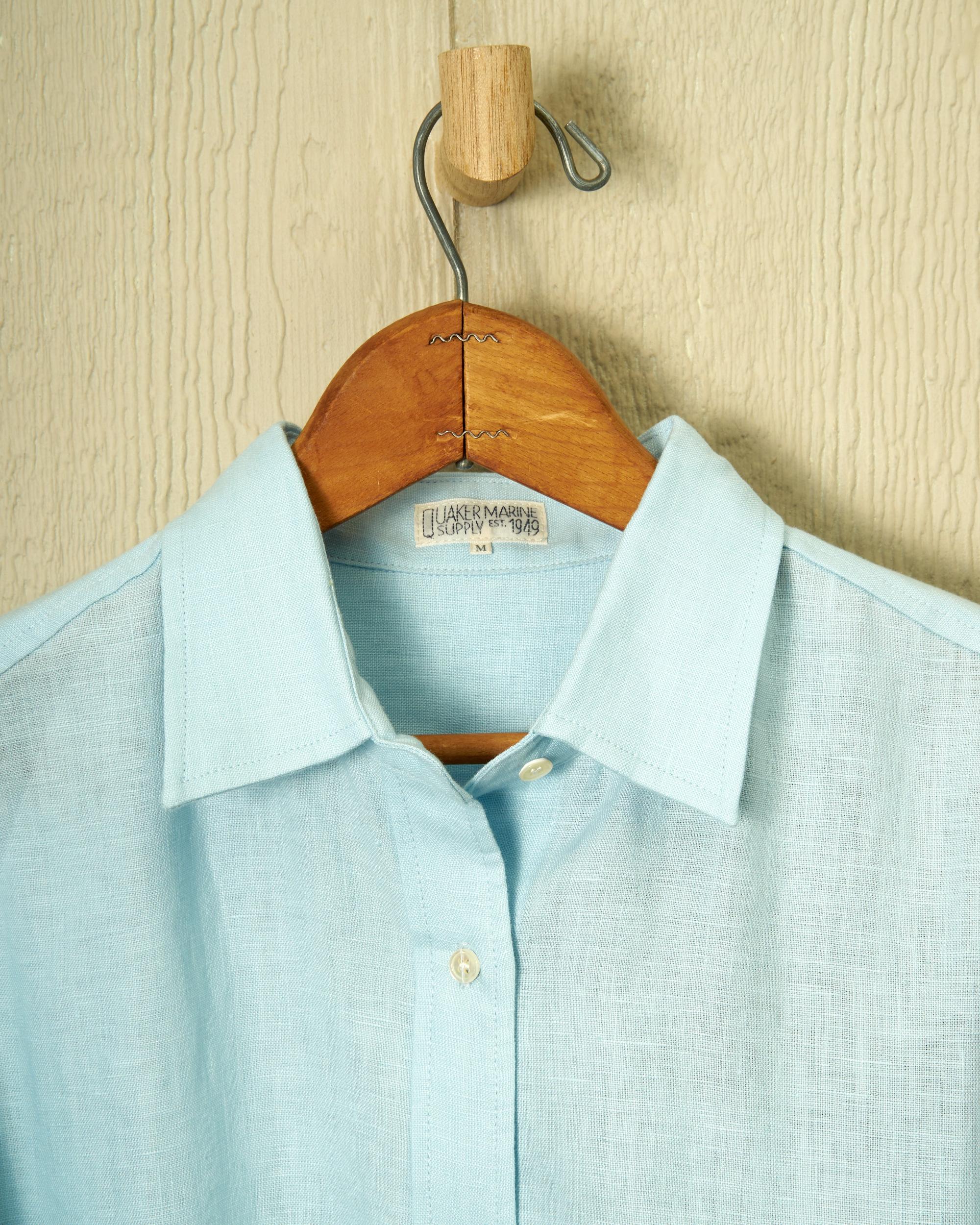 Women's Linen Shirt in Aqua Product Image