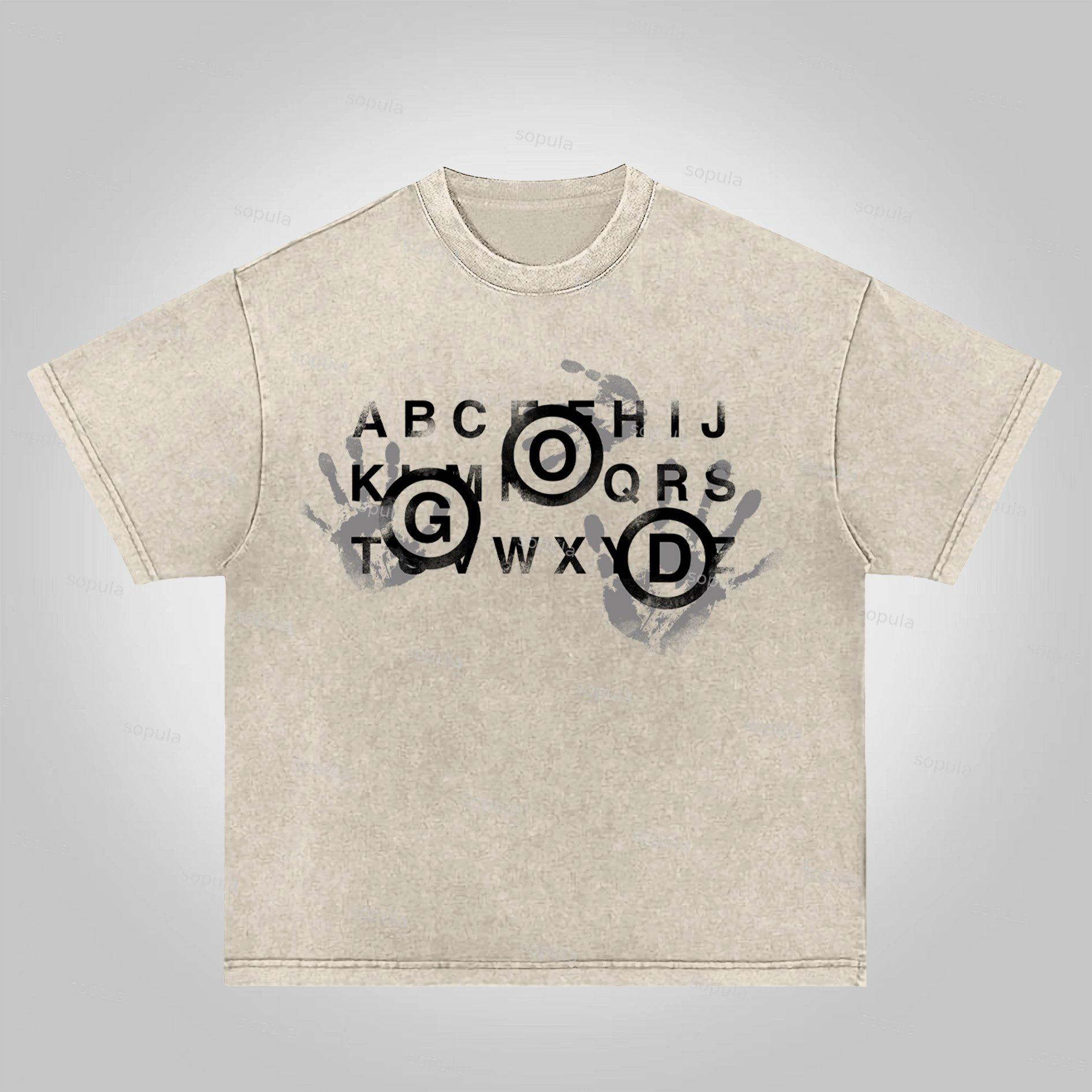 Sopula Only God Makes The Old Alphabet Palm Figure Acid Washed T-Shirt Product Image