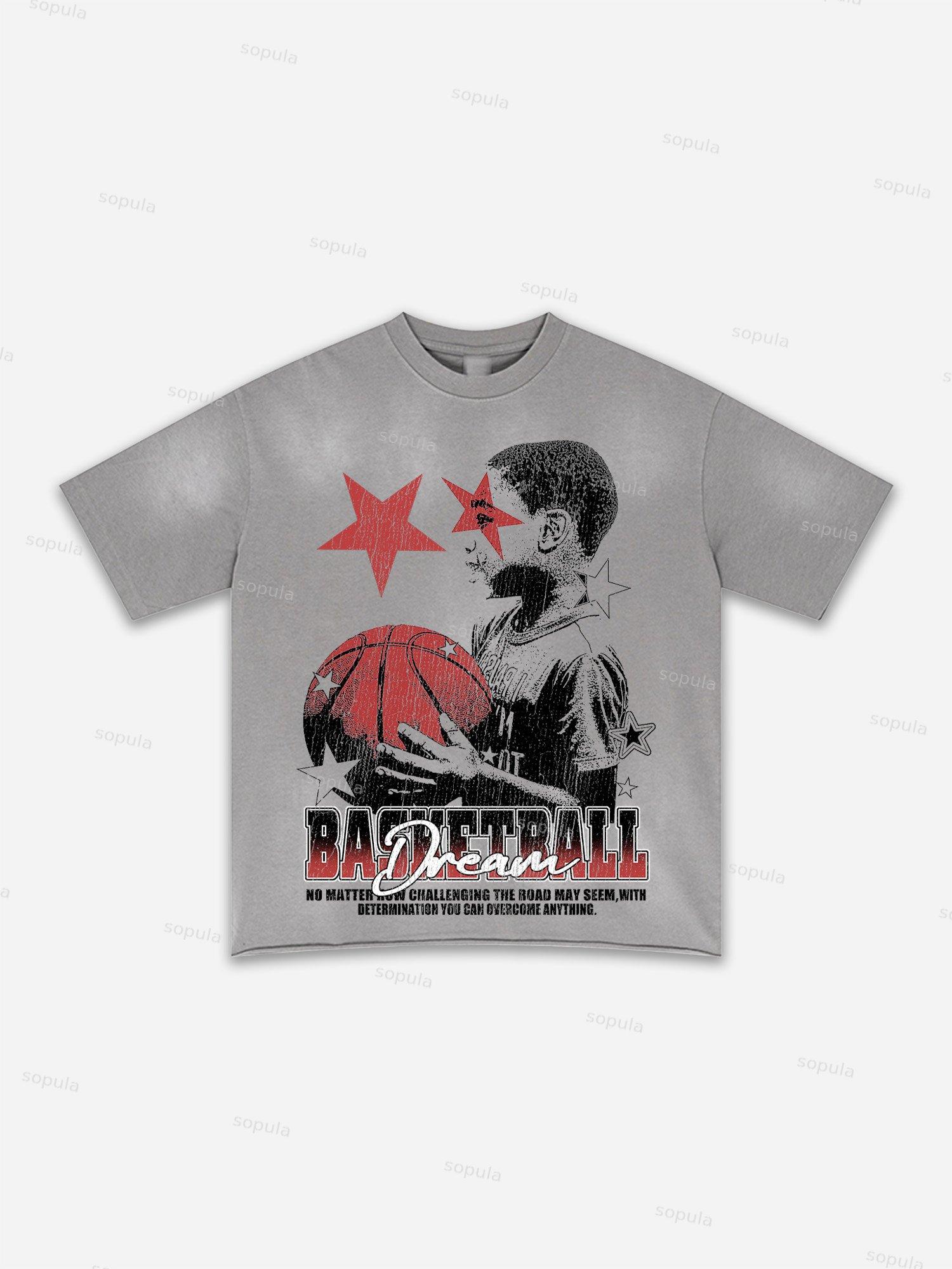 Basketball Dreams Boys Print Washed T-shirt Product Image