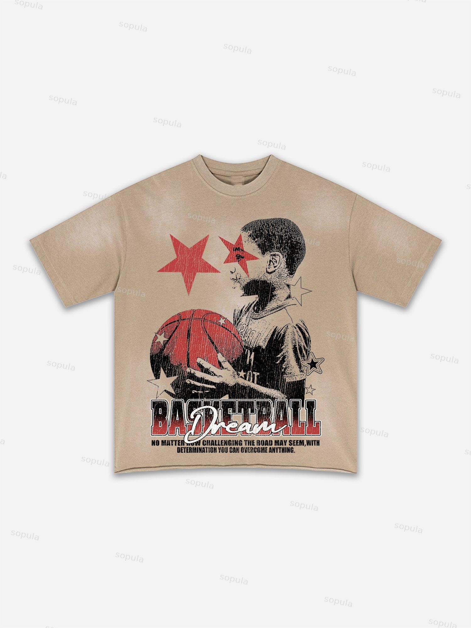 Basketball Dreams Boys Print Washed T-shirt Product Image
