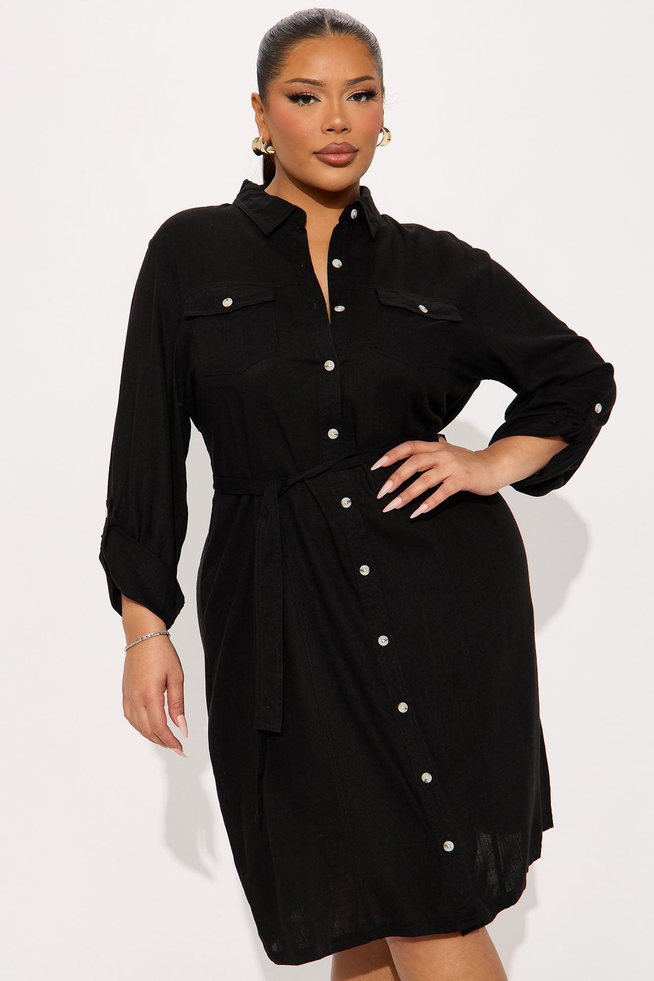 Heidi Linen Midi Dress - Black Product Image