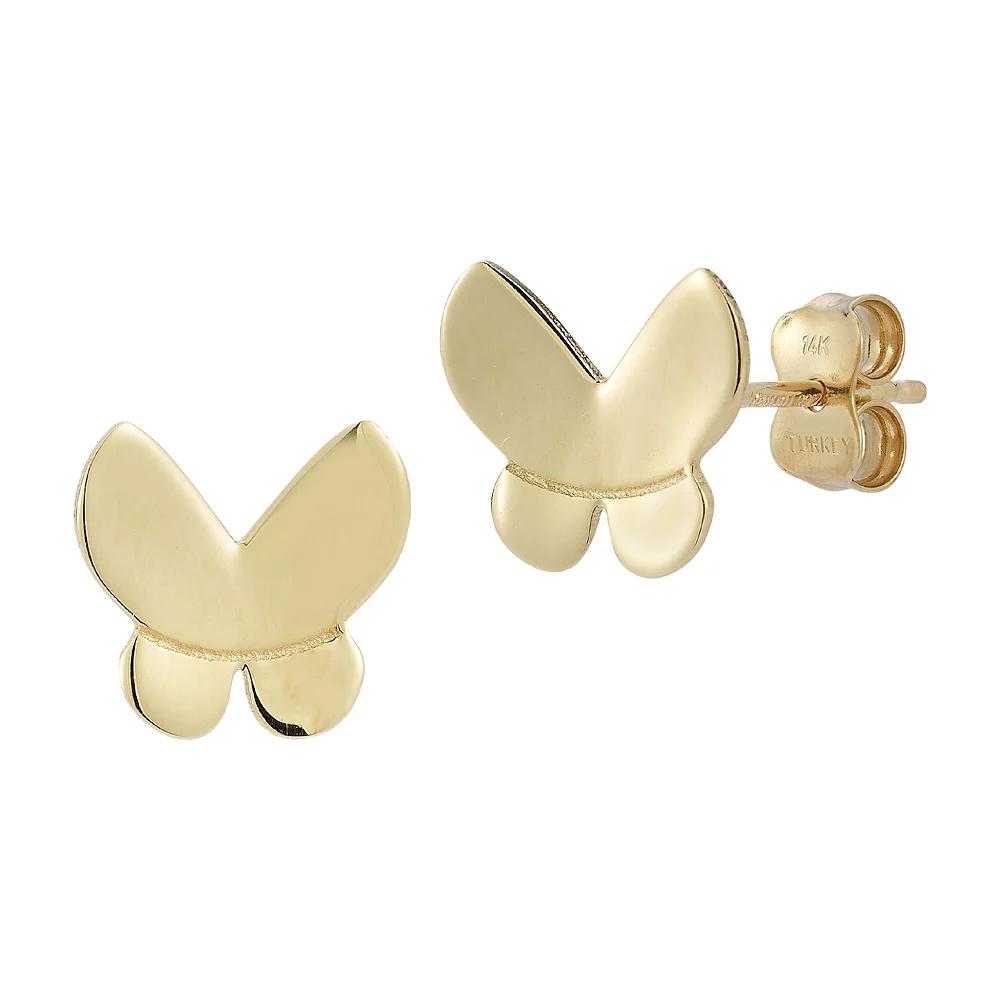 LUMINOR GOLD 14k Gold Butterfly Stud Earrings, Women's Product Image