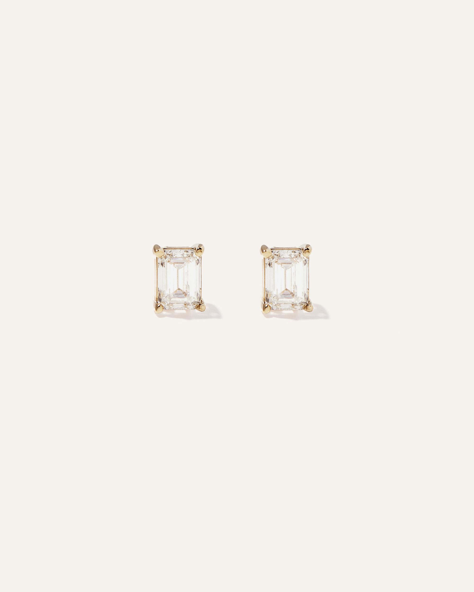Quince | Women's 14k Gold Lab Grown Diamond Emerald Solitaire Studs Product Image