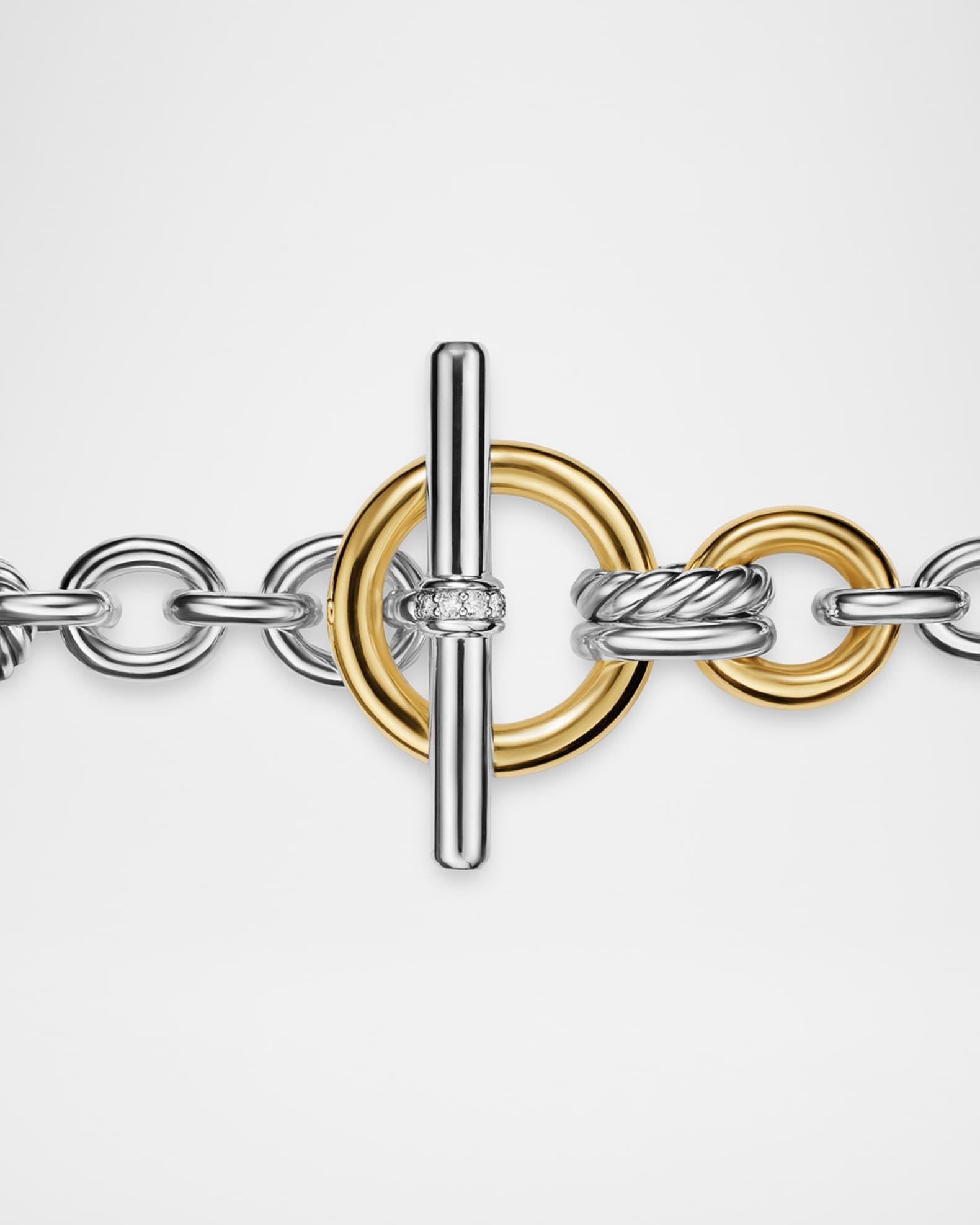 Mercer Single Row Toggle Necklace with Diamonds in Silver and 18K Gold, 5mm Product Image