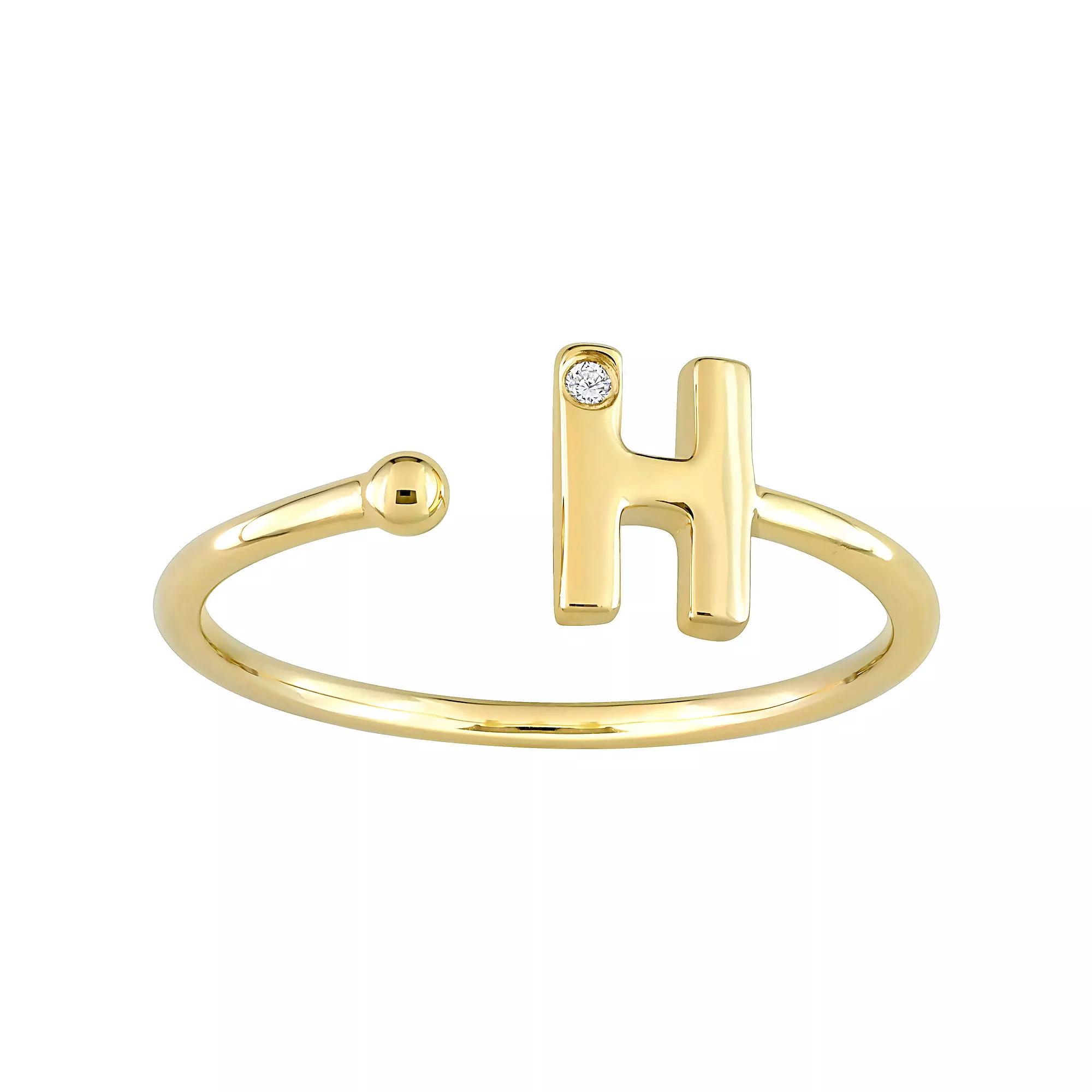 Stella Grace 10k Gold Diamond Accent Initial Open Ring, Women's, Size: 8, H Product Image