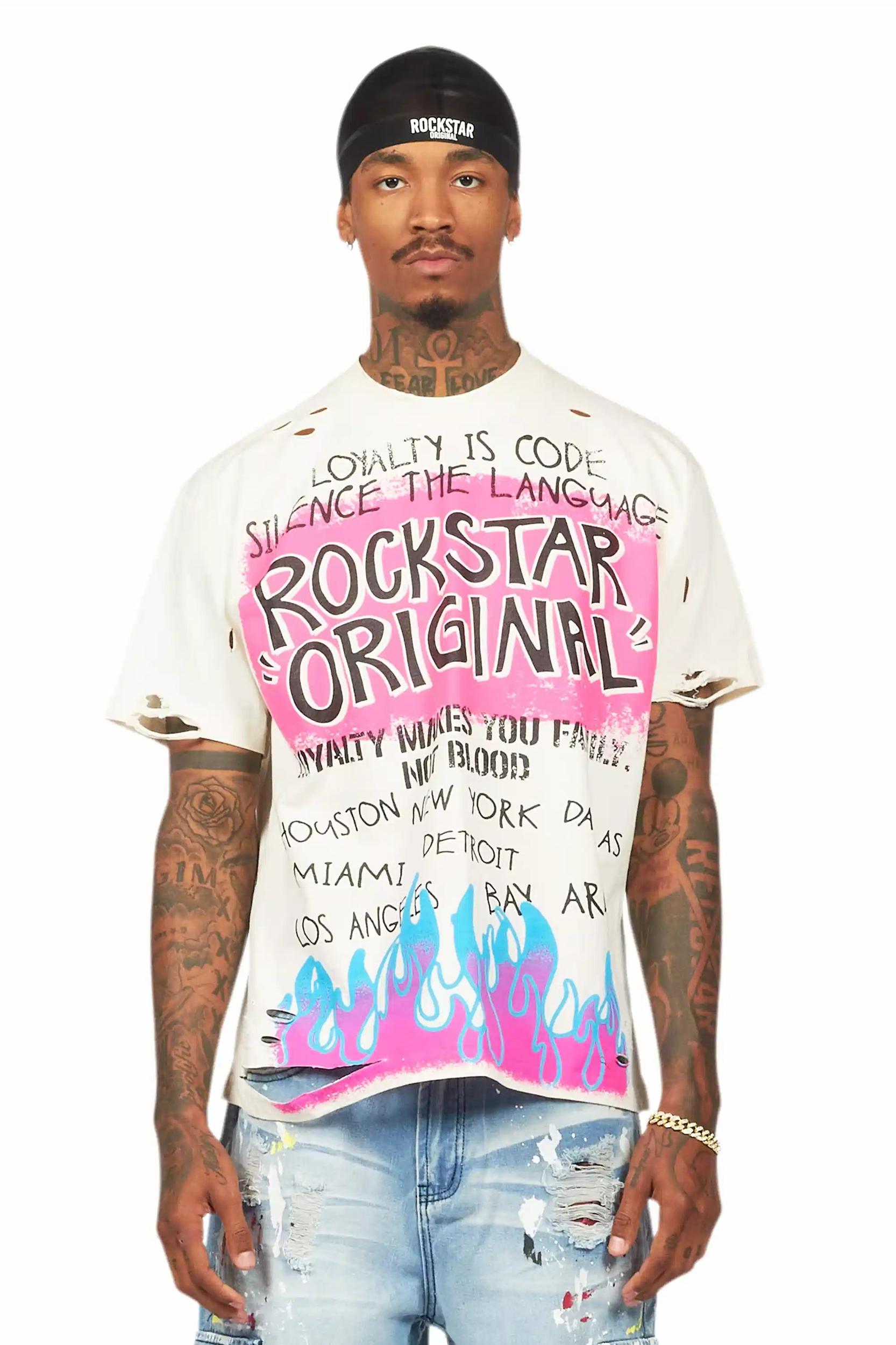 Beno Beige Oversized Graphic T-Shirt Male Product Image