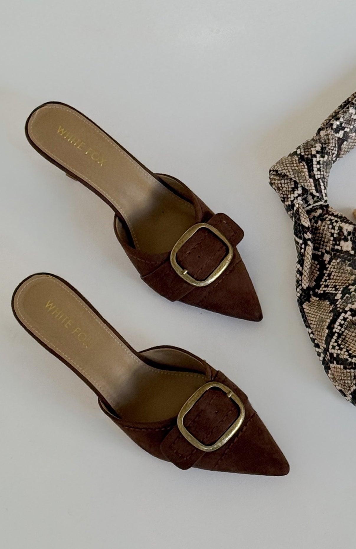 Gino Mules Chocolate Faux Suede Product Image