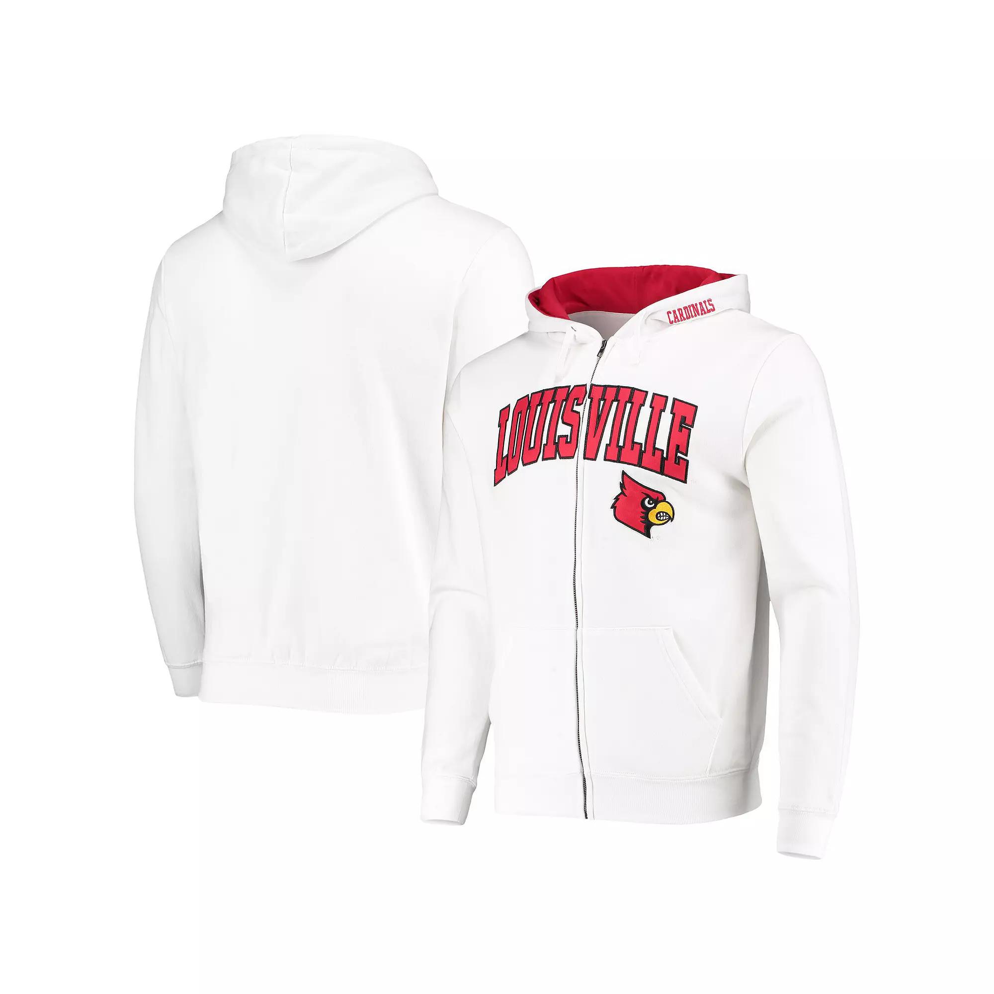 Men's Colosseum White Louisville Cardinals Arch & Logo 3.0 Full-Zip Hoodie,  Product Image