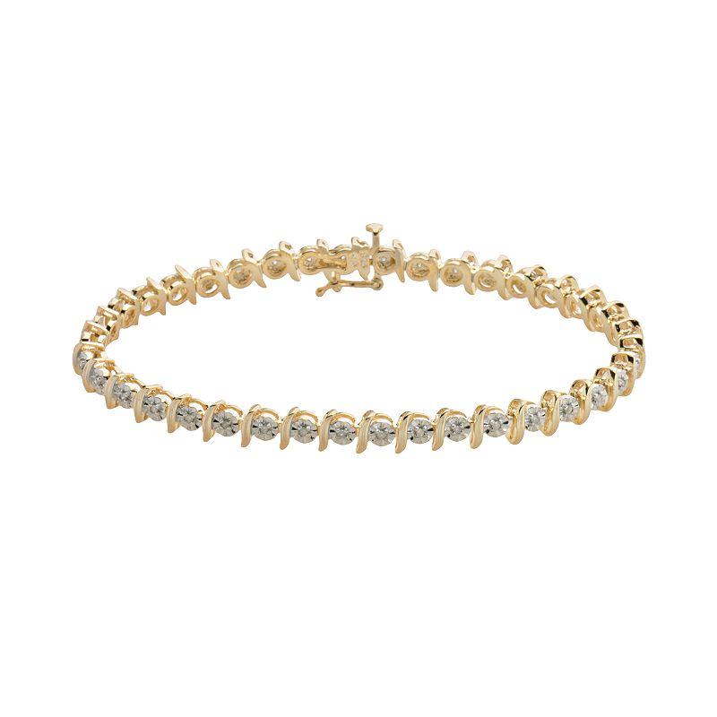 Classic Treasures 18k Gold-Over-Silver 1/4-ct. T.W. Diamond Bracelet, Women's,  Product Image