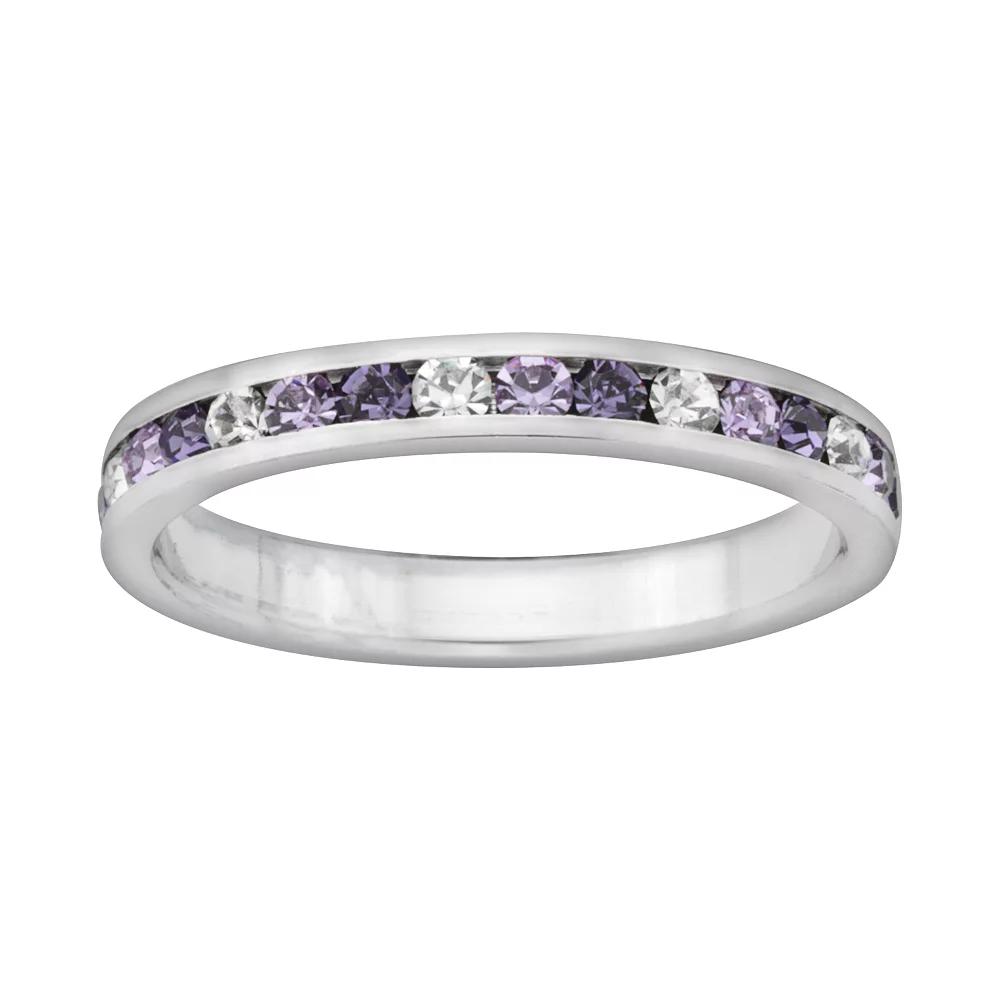 Sterling Silver Purple and White Crystal Eternity Ring, Women's,  Product Image