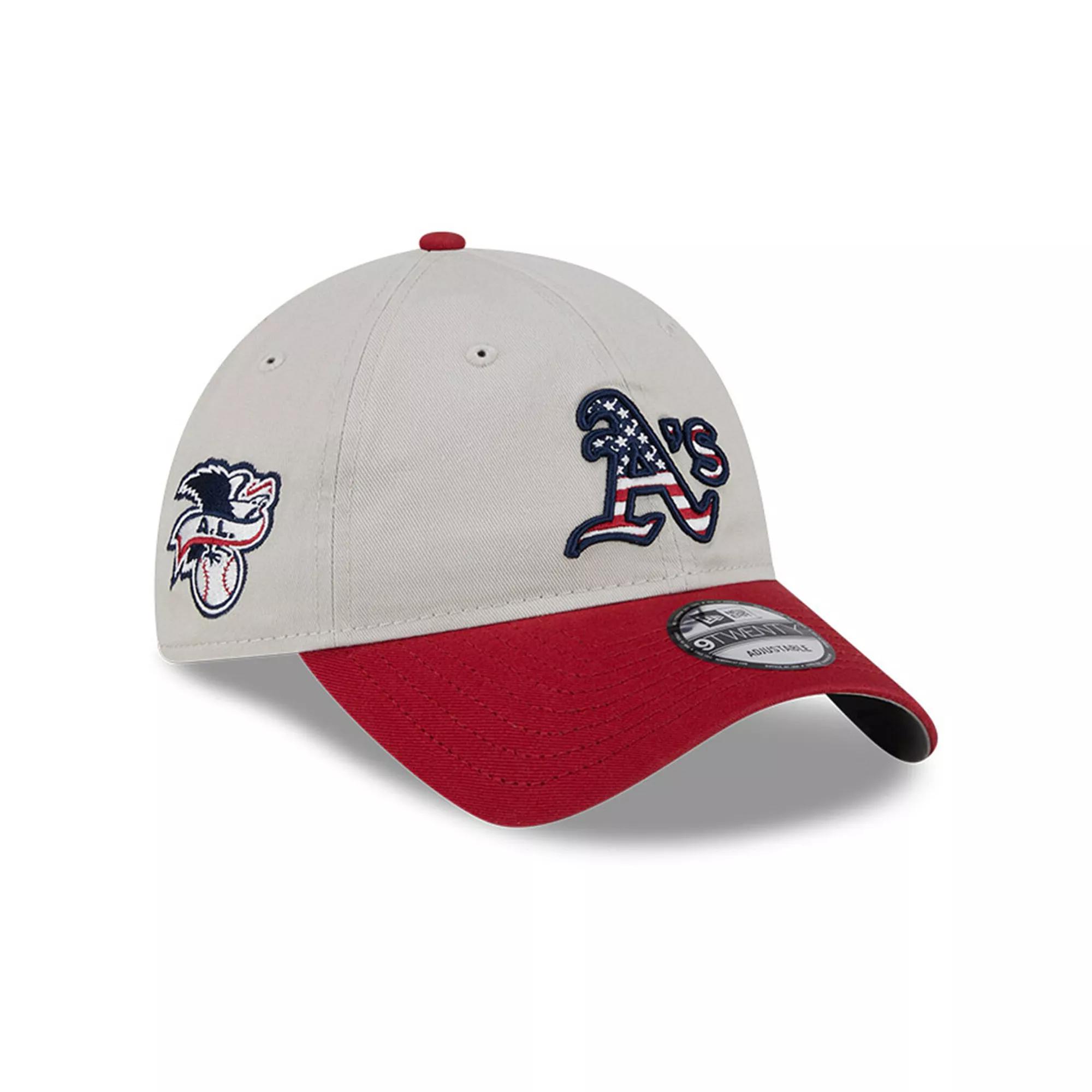Men's New Era  Khaki/Red Oakland Athletics 2024 Fourth of July 9TWENTY Adjustable Hat, Beig K Product Image