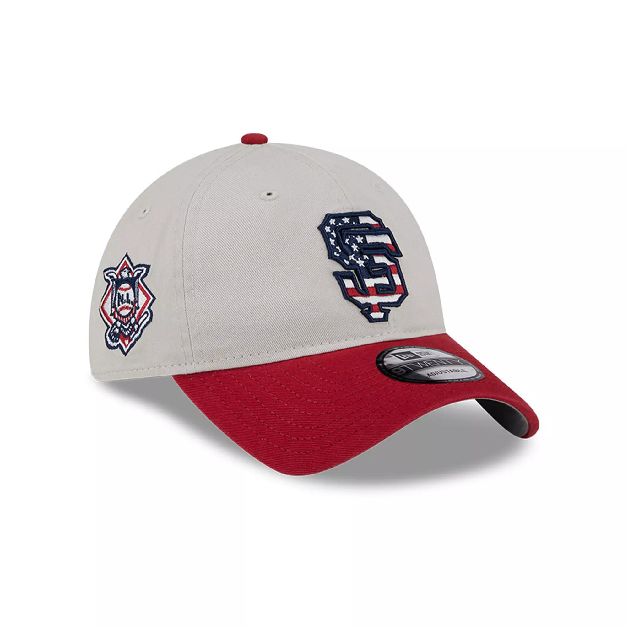 Men's New Era  Khaki/Red San Francisco Giants 2024 Fourth of July 9TWENTY Adjustable Hat, Beig K Product Image