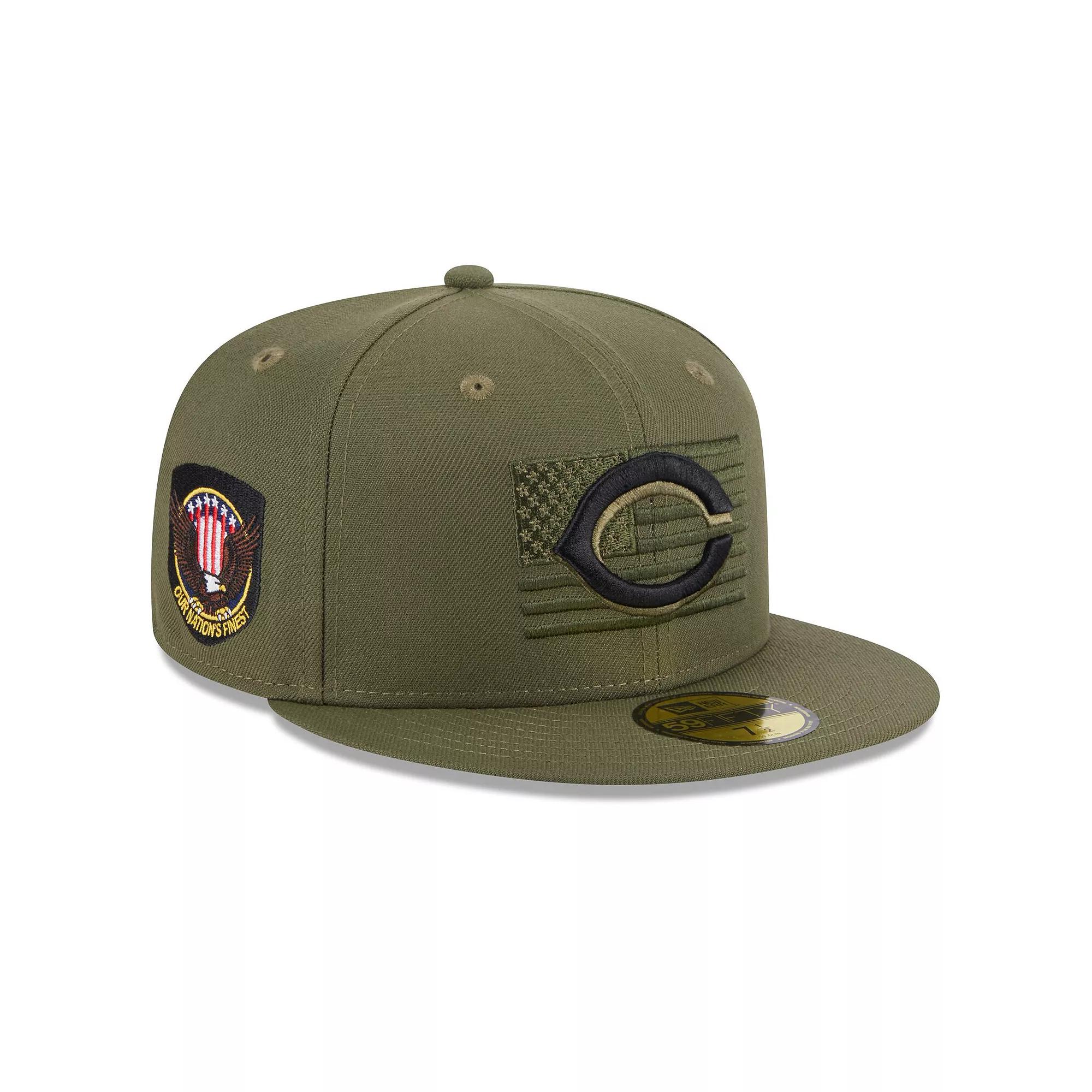 Men's New Era  Green Cincinnati Reds 2023 Armed Forces Day On-Field 59FIFTY Fitted Hat, Size: 7 1/8, Red Green Product Image