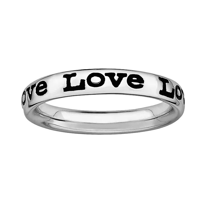 Stacks & Stones Sterling Silver Black Enamel "Love" Stack Ring, Women's, Size: 7 Product Image