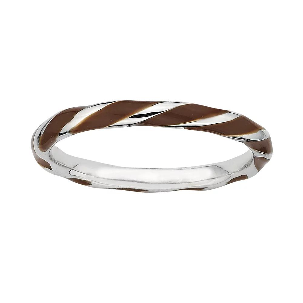 Stacks & Stones Sterling Silver Brown Enamel Twist Stack Ring, Women's, Size: 6 Product Image