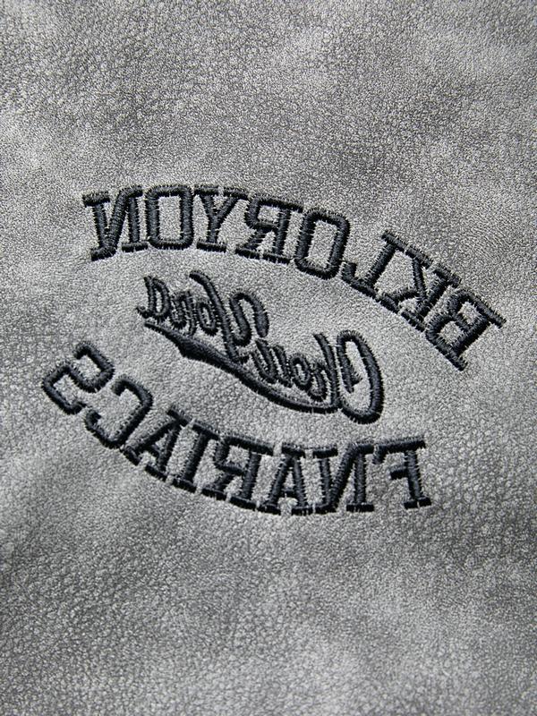 Men's Tie Dye Embroidery Leather Splice Jacket Product Image