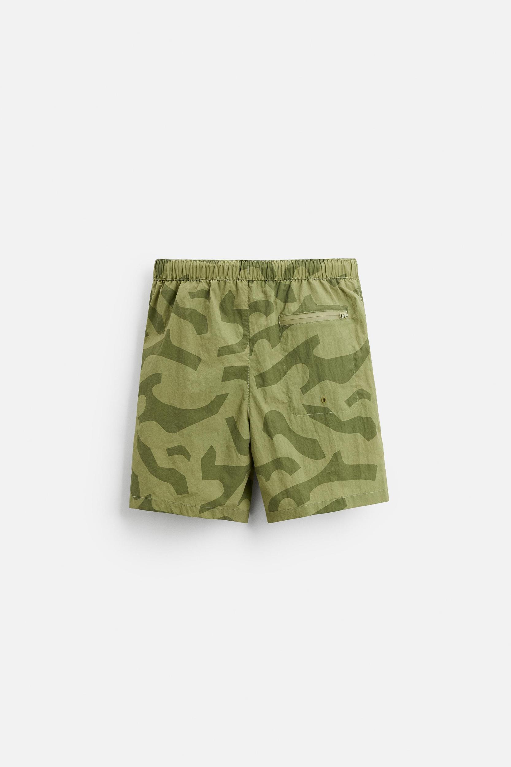 LONG ABSTRACT PRINTED SWIMMING TRUNKS Product Image