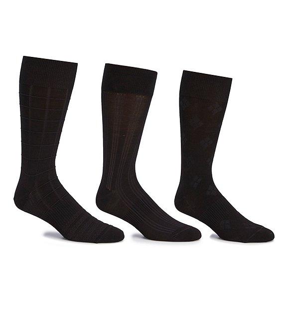 Gold Label Roundtree & Yorke Assorted Square-Canale-Argyle Crew Socks 3-Pack Product Image