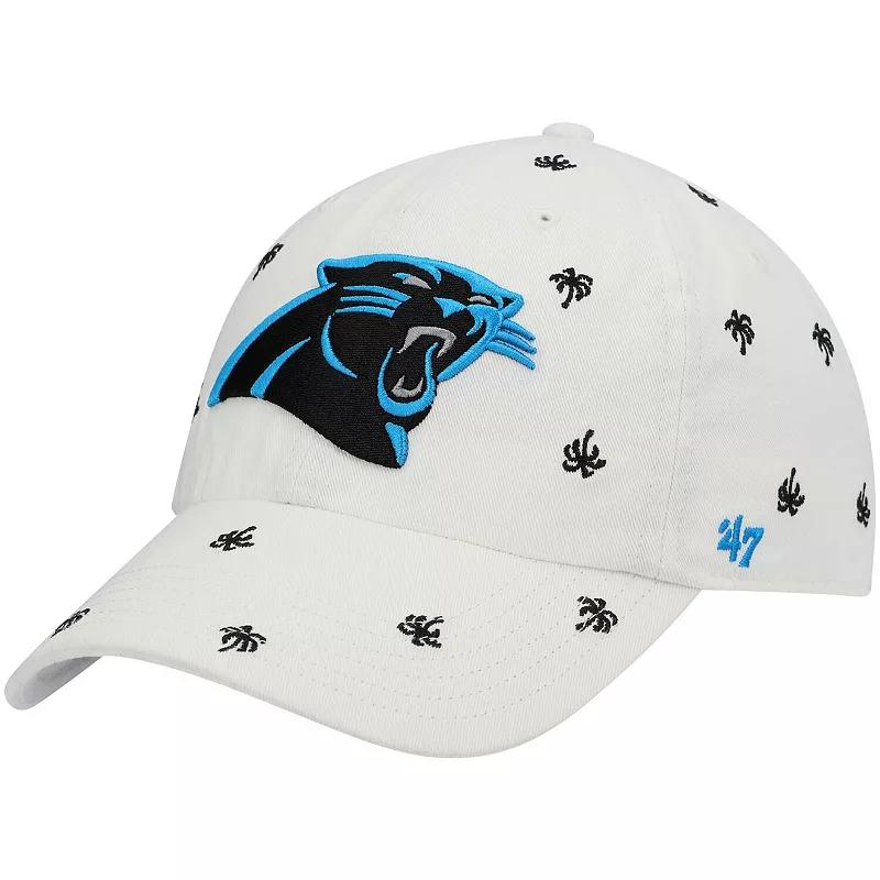 Women's '47 White Carolina Panthers Team Confetti Clean Up Adjustable Hat Product Image
