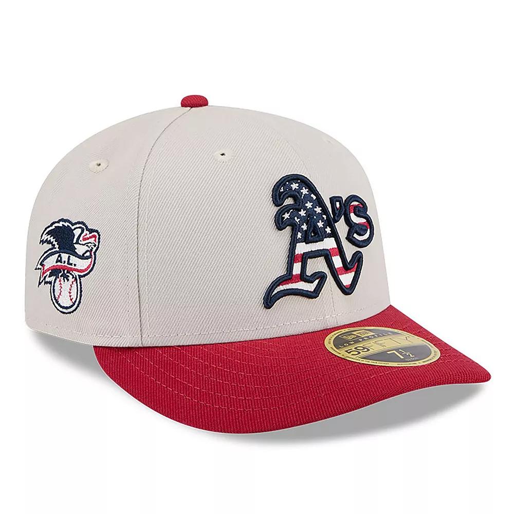 Men's New Era  Khaki/Red Oakland Athletics 2024 Fourth of July Low Profile 59FIFTY Fitted Hat, Size: 7 3/8, Beig K Product Image