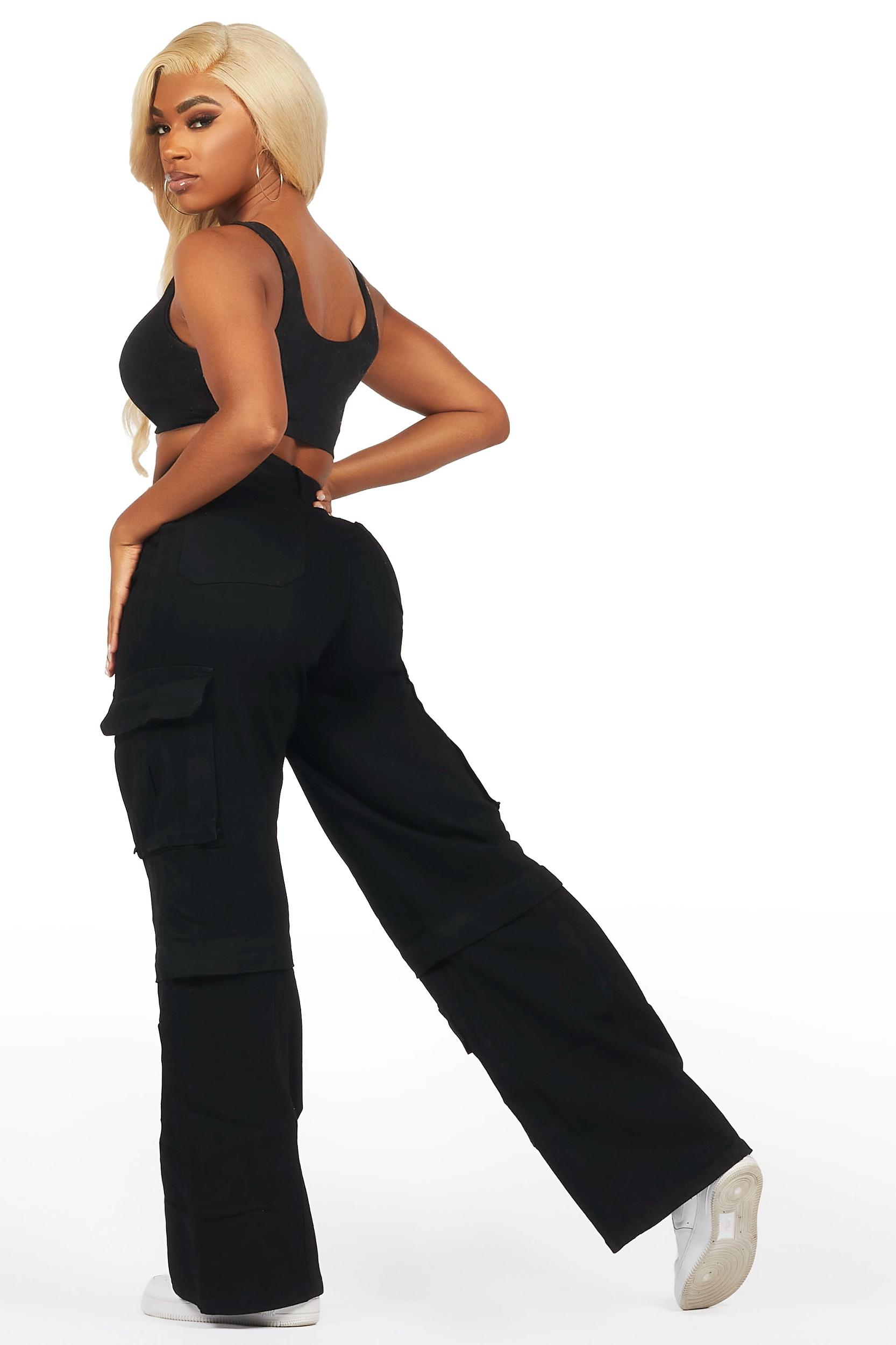 Precious Black Baggy Stacked Jean Female Product Image