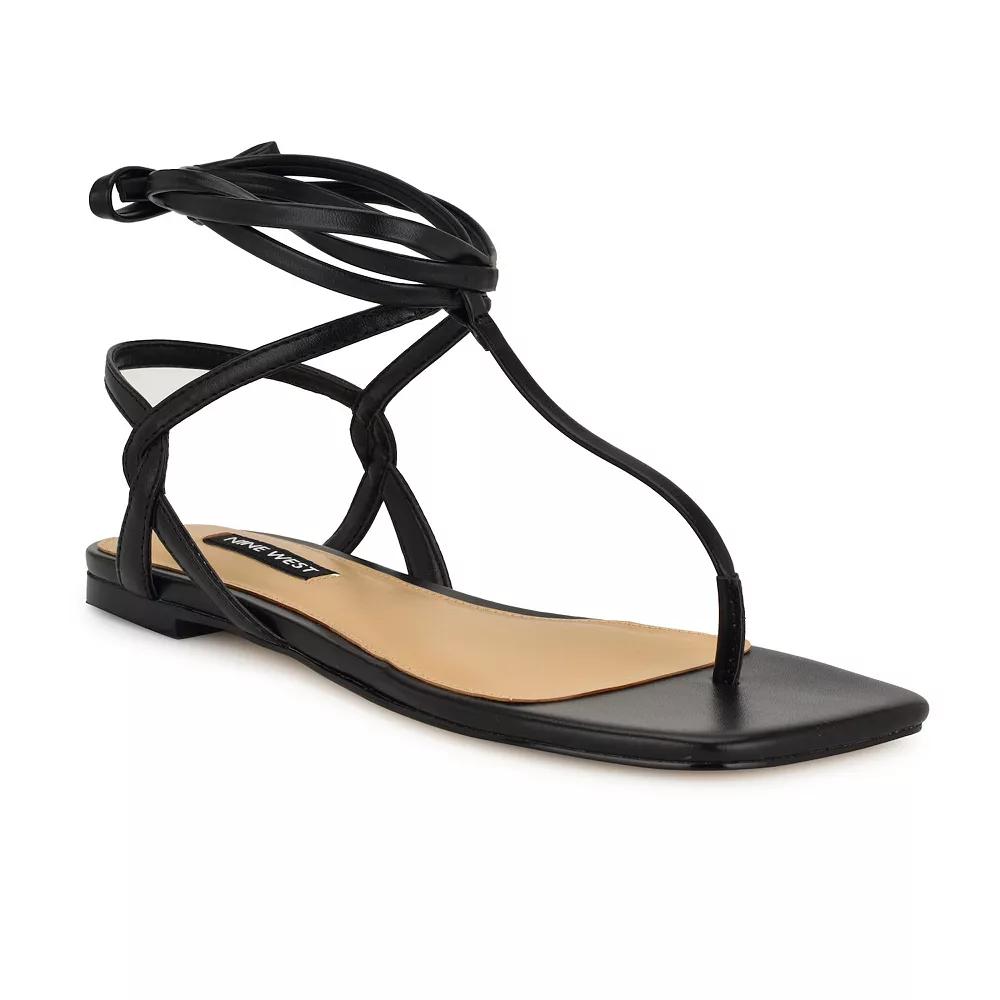 Nine West Norta Square Toe Casual Women's Flat Sandals, Size: 9, Black Product Image