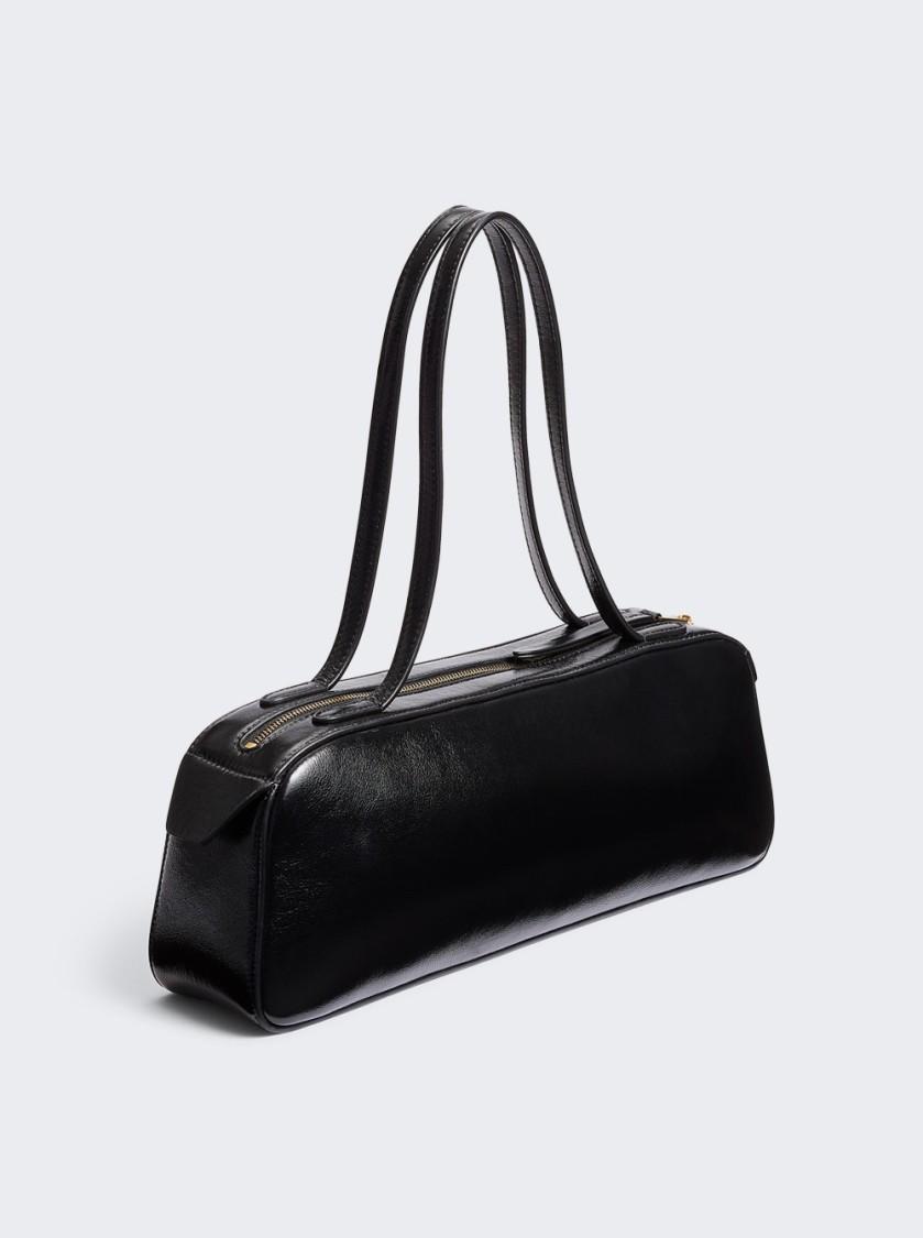 KHAITE Simona Crackle Patent Leather Shoulder Bag In Black Product Image