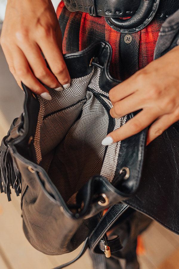 The Kenzo Faux Leather Fringe Backpack In Black Product Image