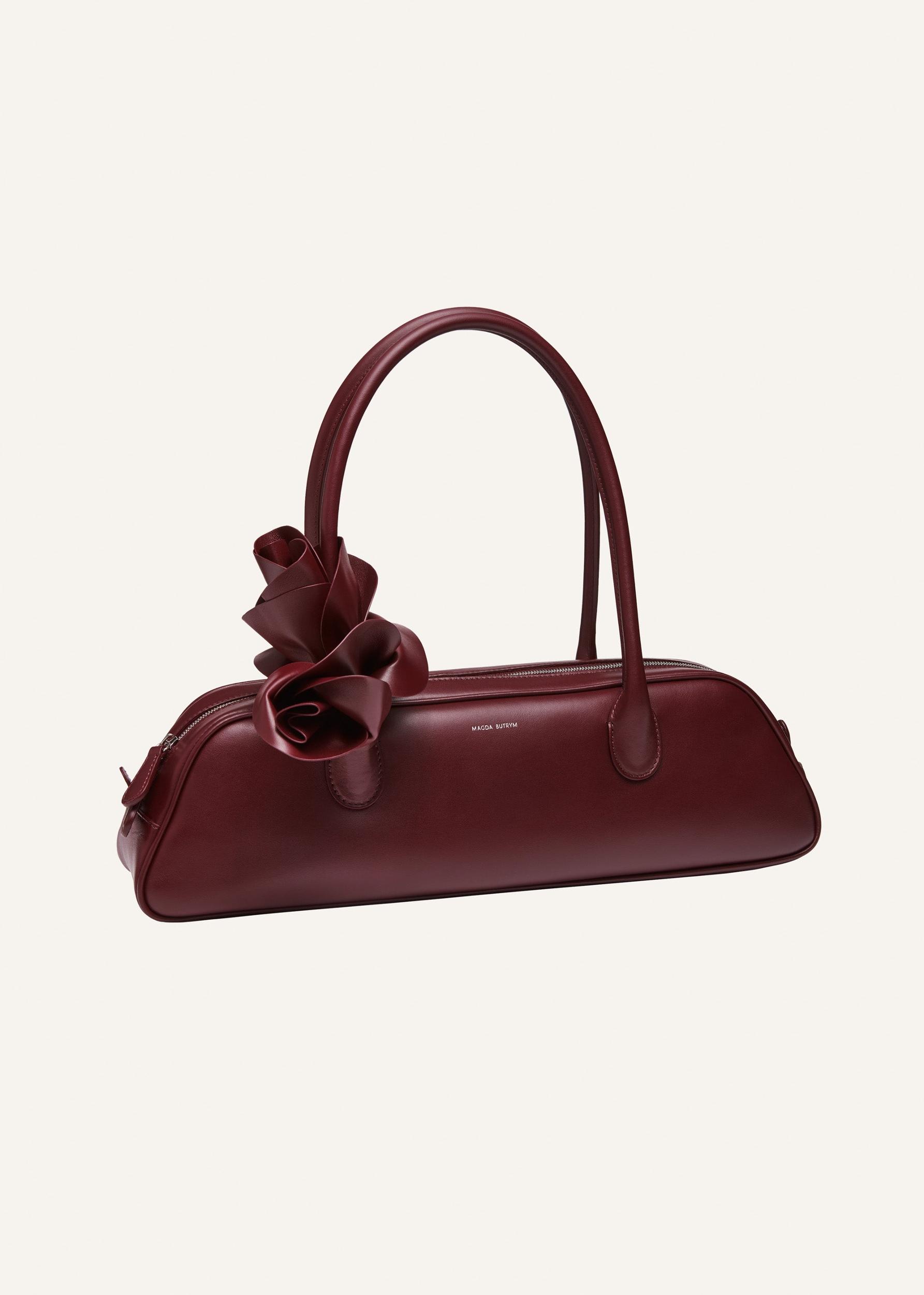 Brigitte trapeze bag in burgundy leather and silver Product Image