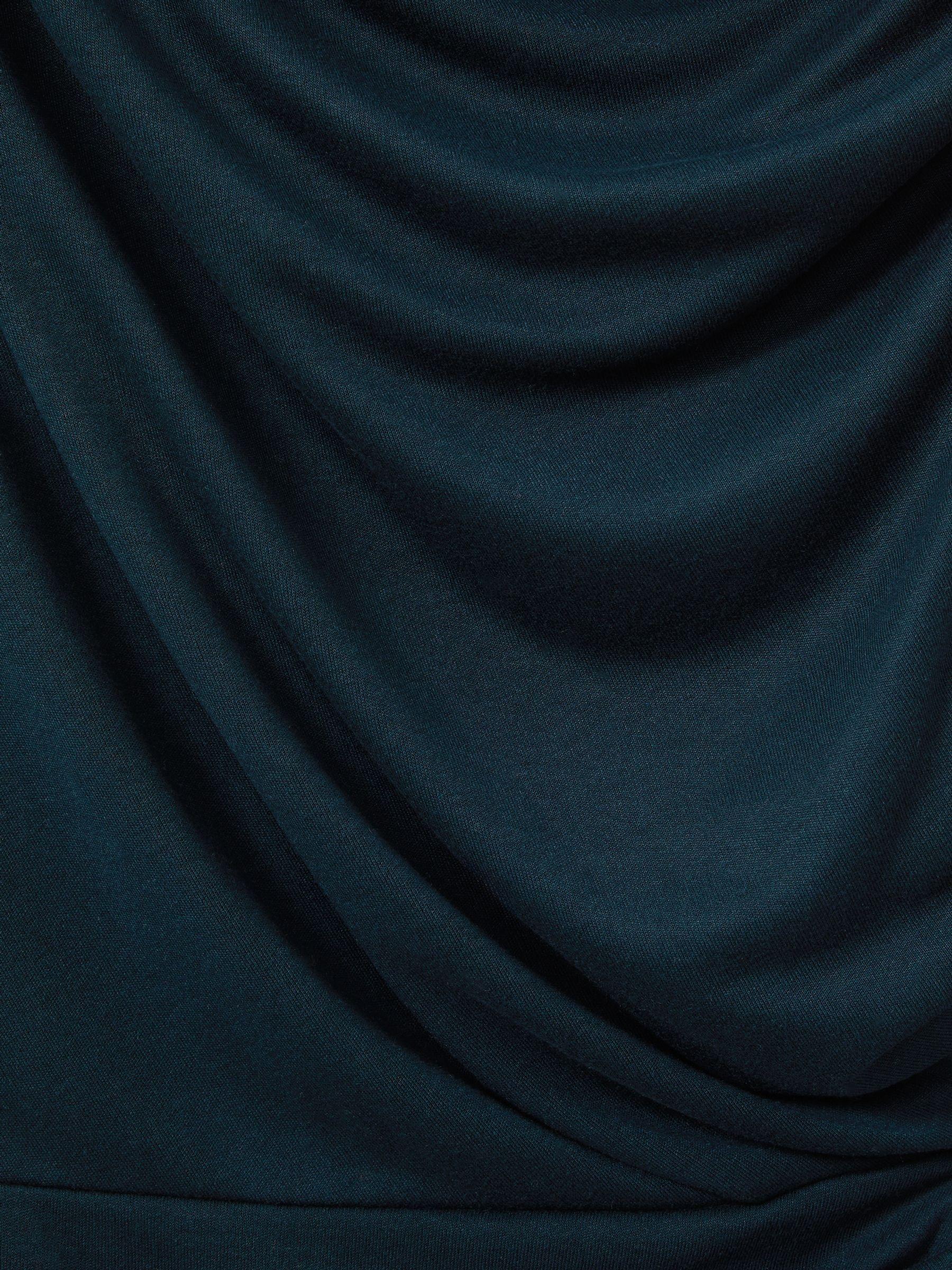 Off-The-Shoulder Ruched-Jersey Midi Dress in Teal Product Image