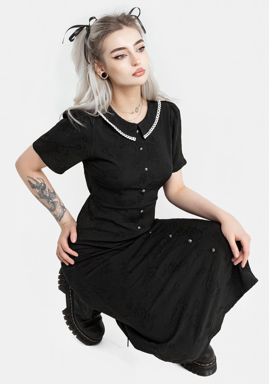 Medea Button Front Collared Midi Dress Product Image