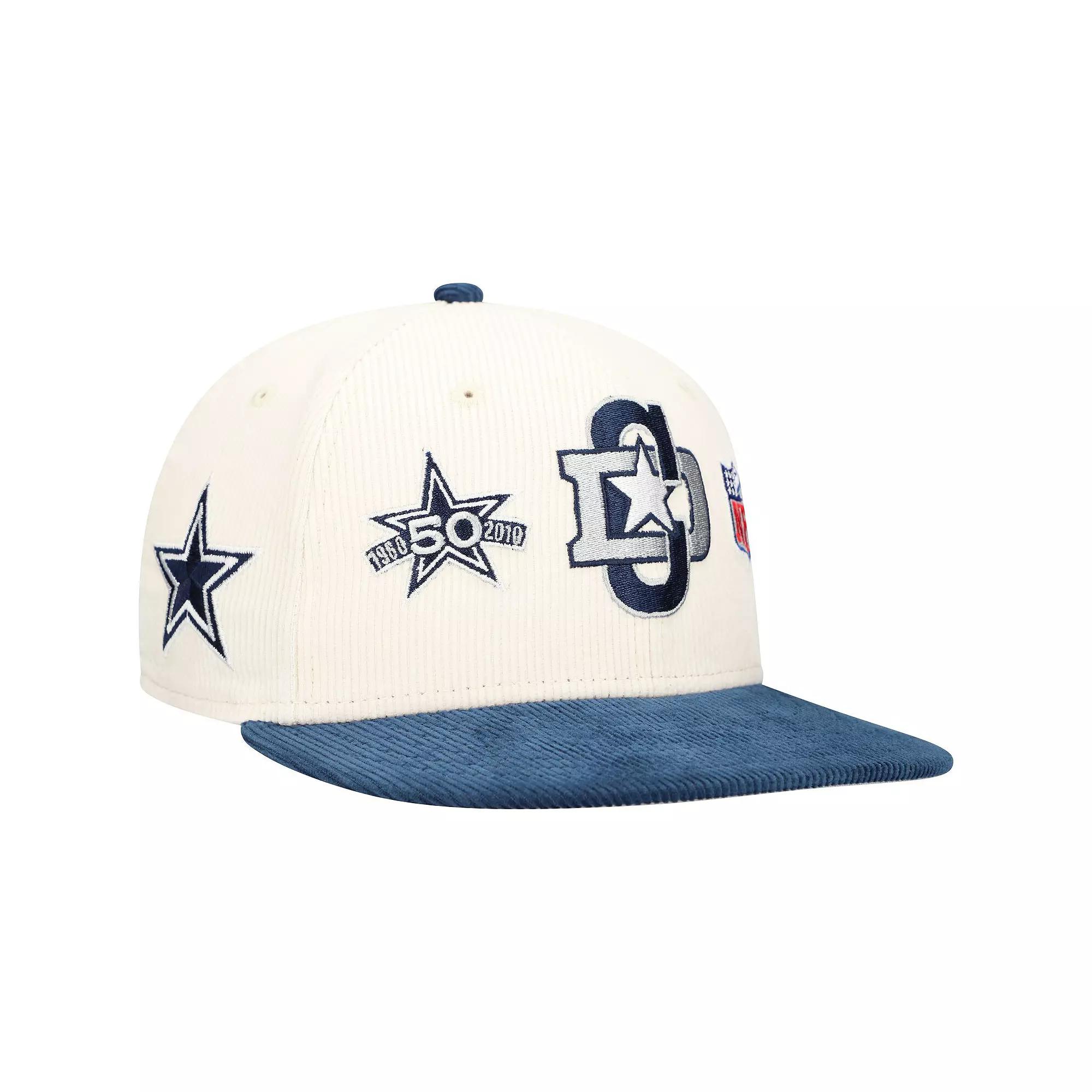 Men's New Era Cream/Navy Dallas Cowboys  Corduroy 59FIFTY Fitted Hat, Size: 7 7/8, Beige Product Image