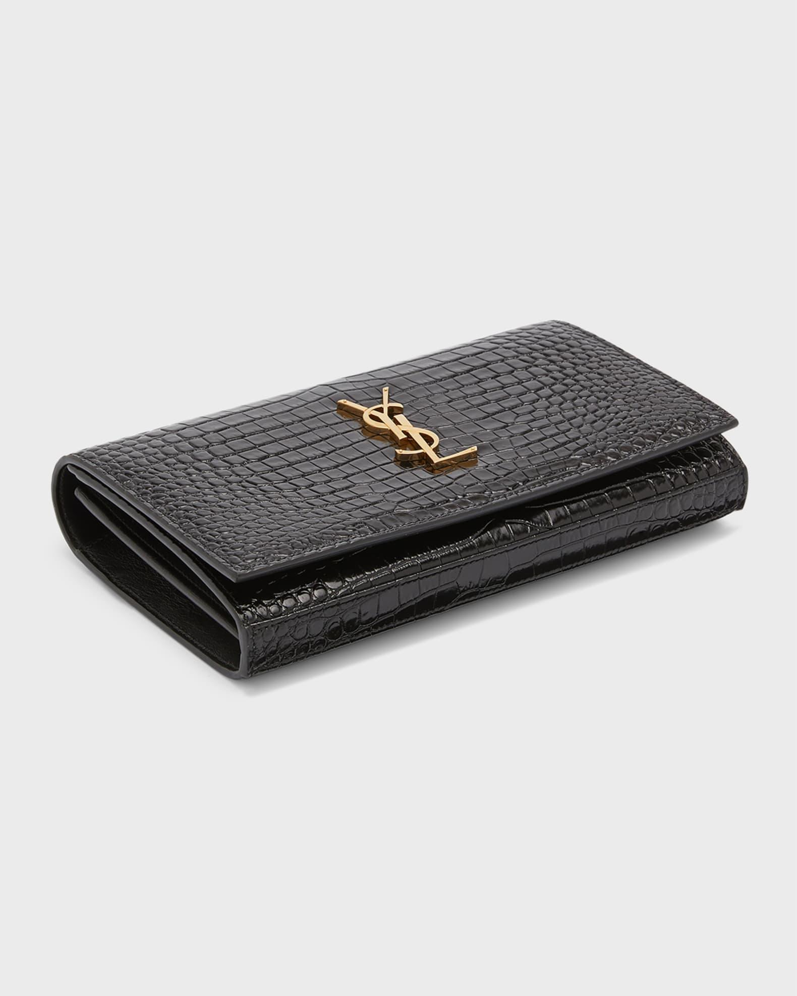 Cassandra YSL Wallet on Chain in Croc Embossed Leather Product Image