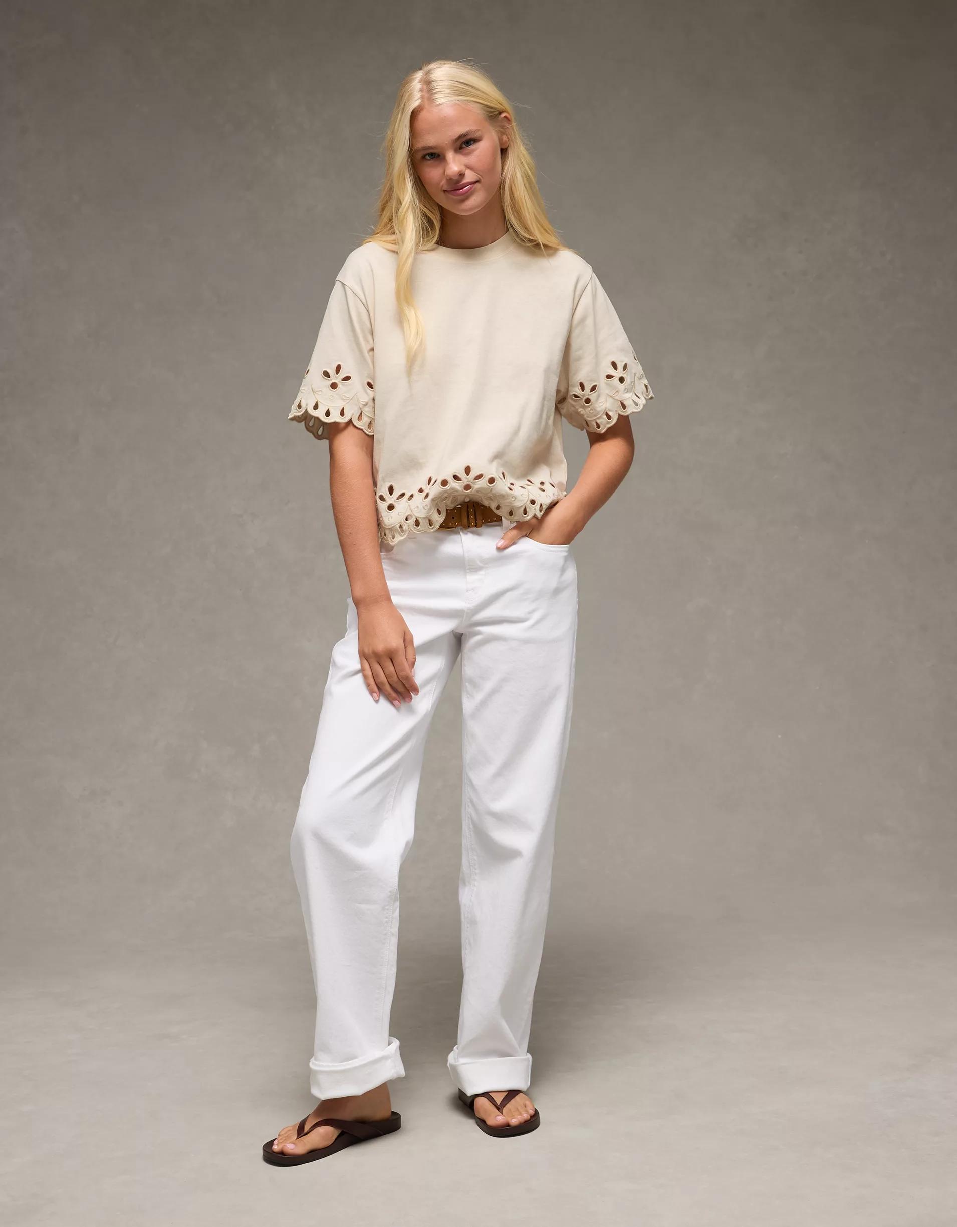 AE Boxy Eyelet T-Shirt Product Image