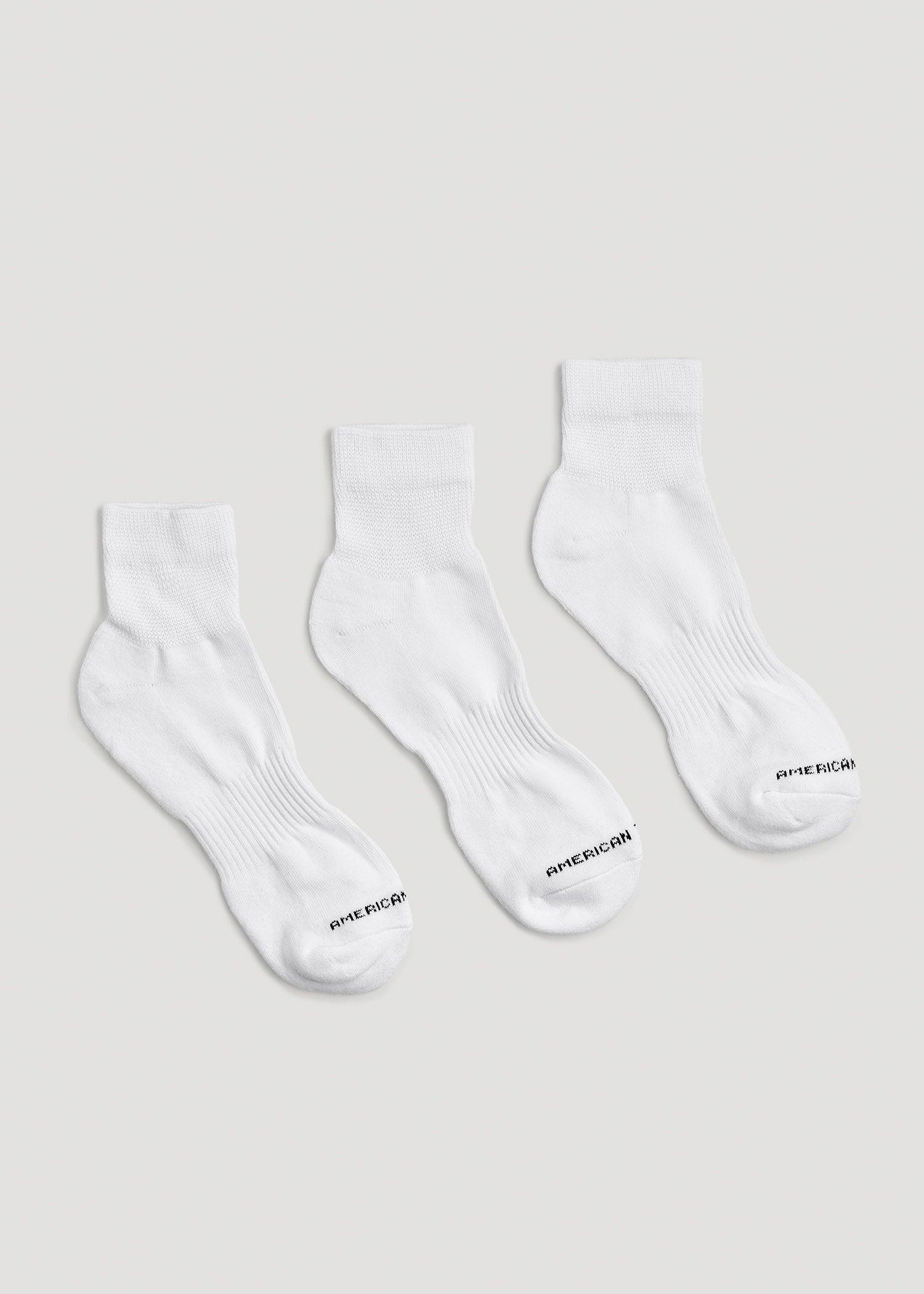 Athletic Mid Ankle Socks (X-Large Size: 14-17) for Tall Men in White Male Product Image