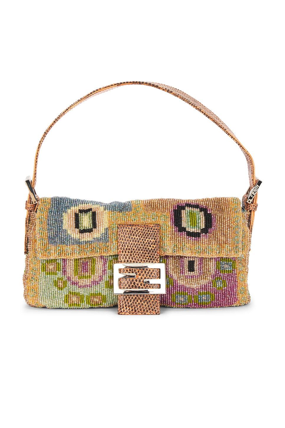 Fendi Vintage Embroidery Beaded Baguette Shoulder Bag FWRD Renew Product Image