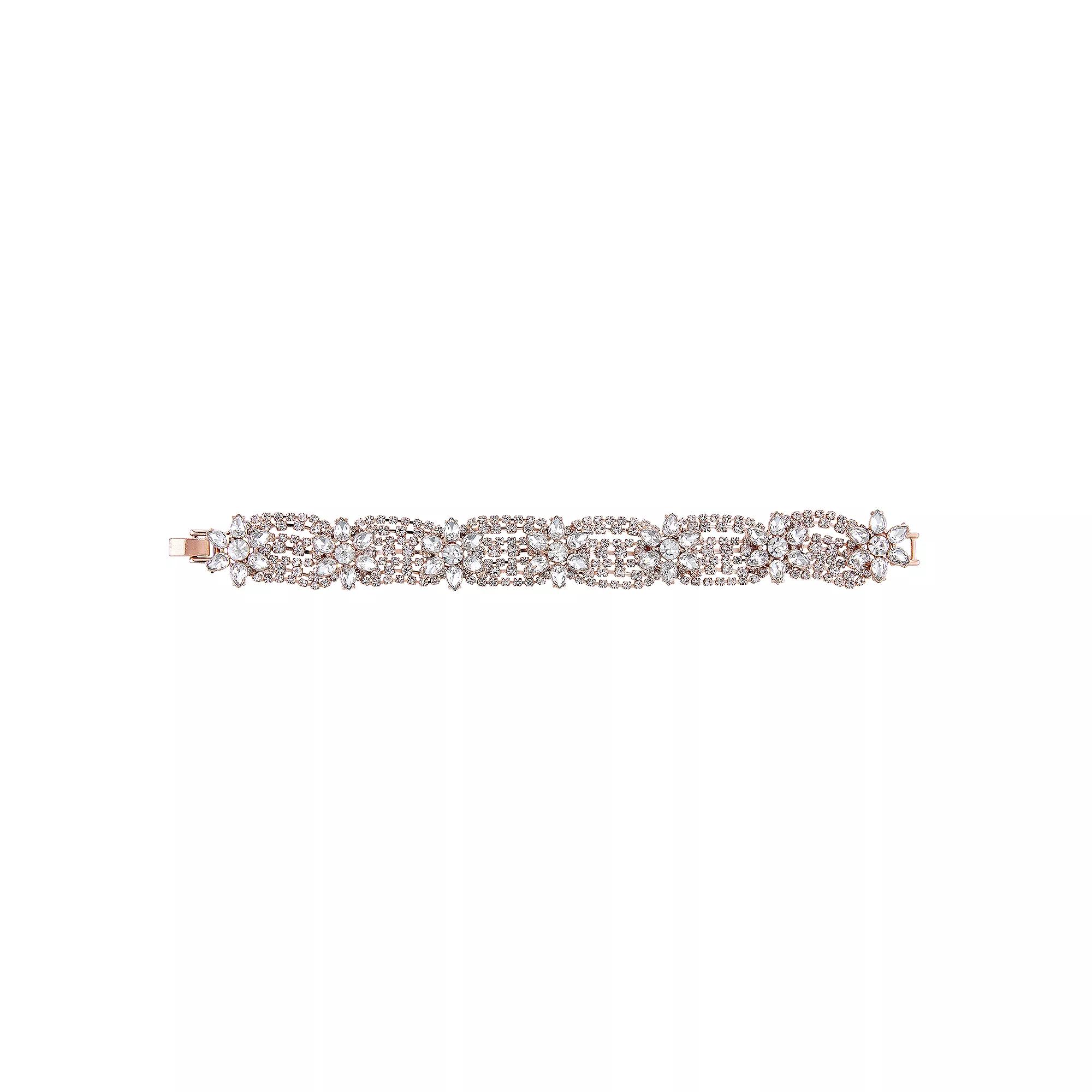 Vieste Simulated Crystal Floral Line Bracelet, Women's, Rose Gold Tone Product Image