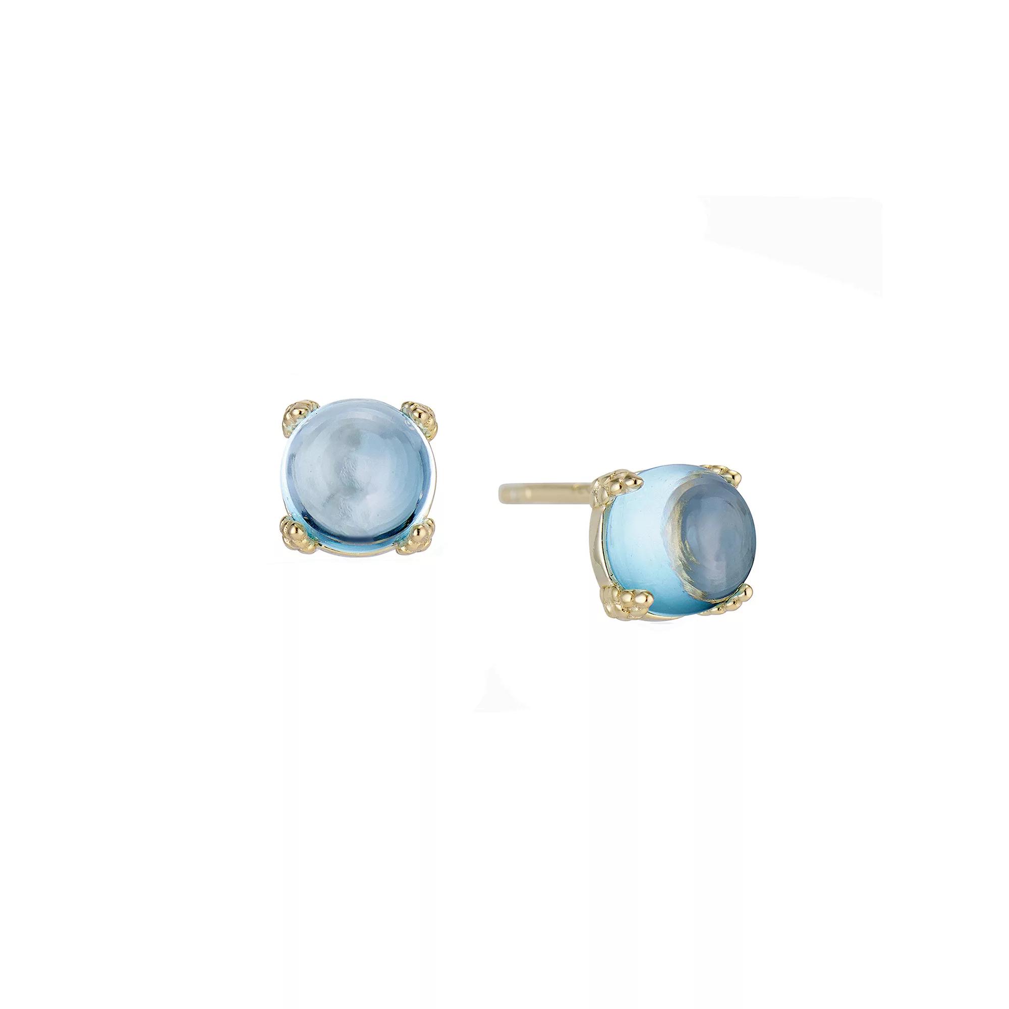 House of Frosted 14K White Gold Plated Blue Topaz Floral Stud Earrings, Women's, Gold Tone Product Image