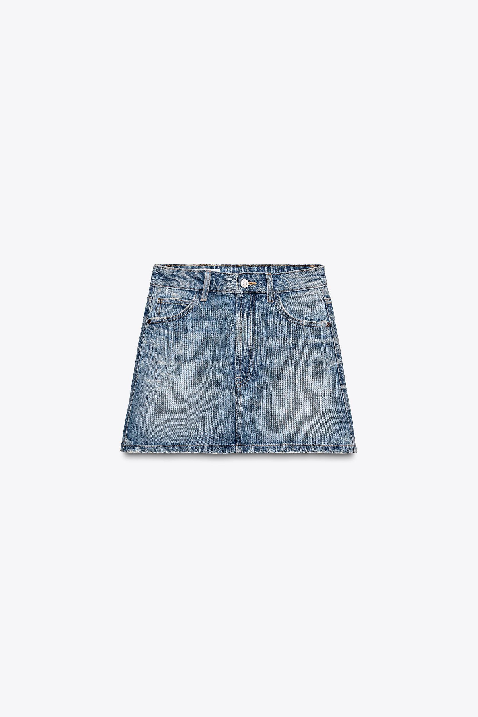 RIPPED TRF DENIM SKIRT Product Image
