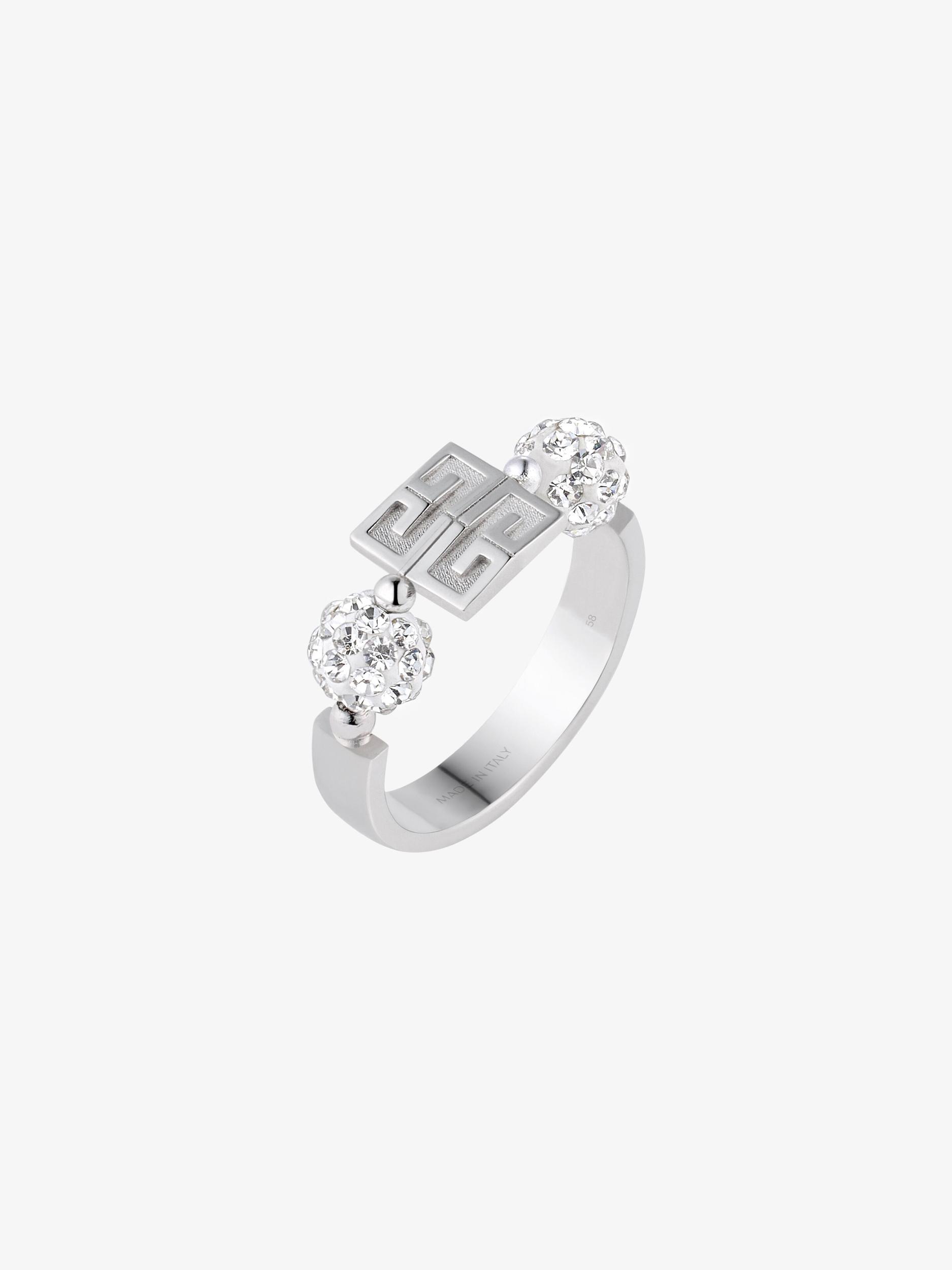 4G ring in metal with crystals Product Image