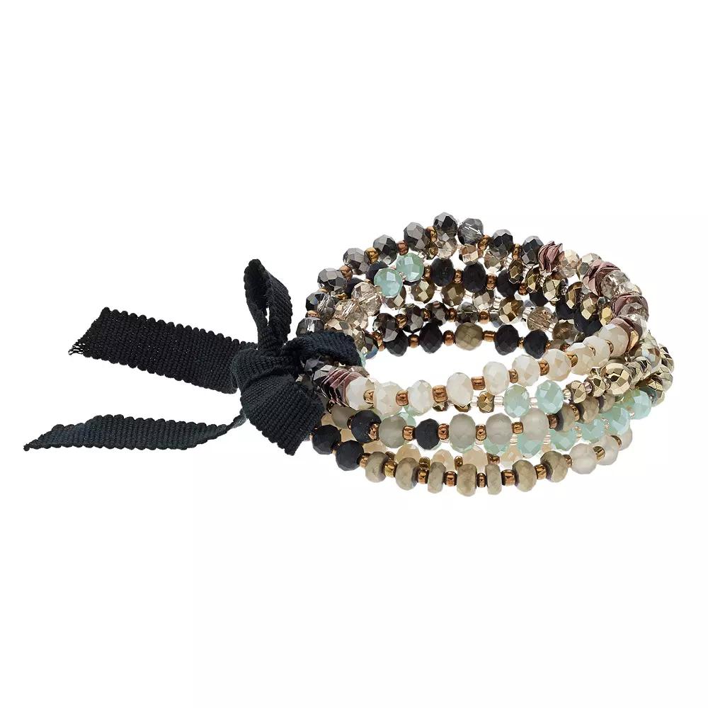 Simply Vera Vera Wang Beaded Stretch Bracelet Set, Women's, Brown Product Image