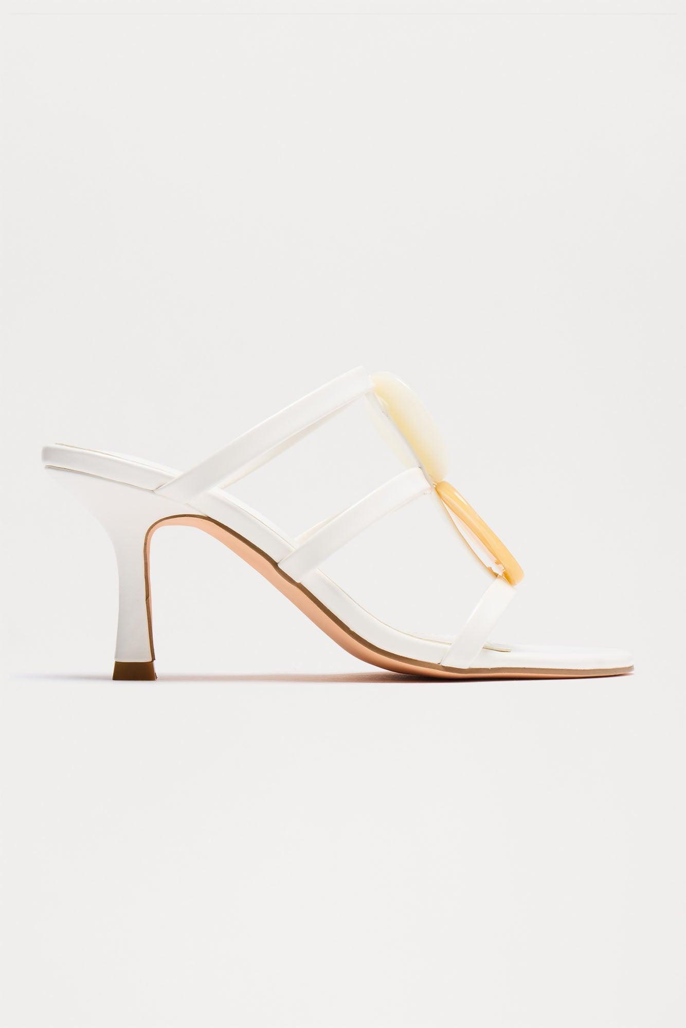 Lexene Stone Heels - White Product Image