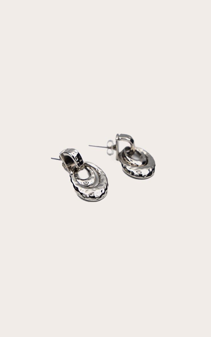Silver Crinkle Double Hoop Stud Earring Product Image