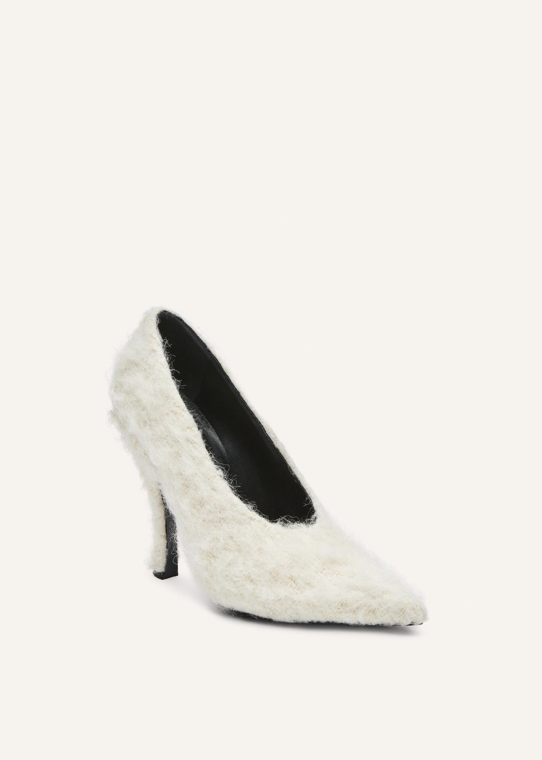 Loomed sculptural pumps in cream Product Image