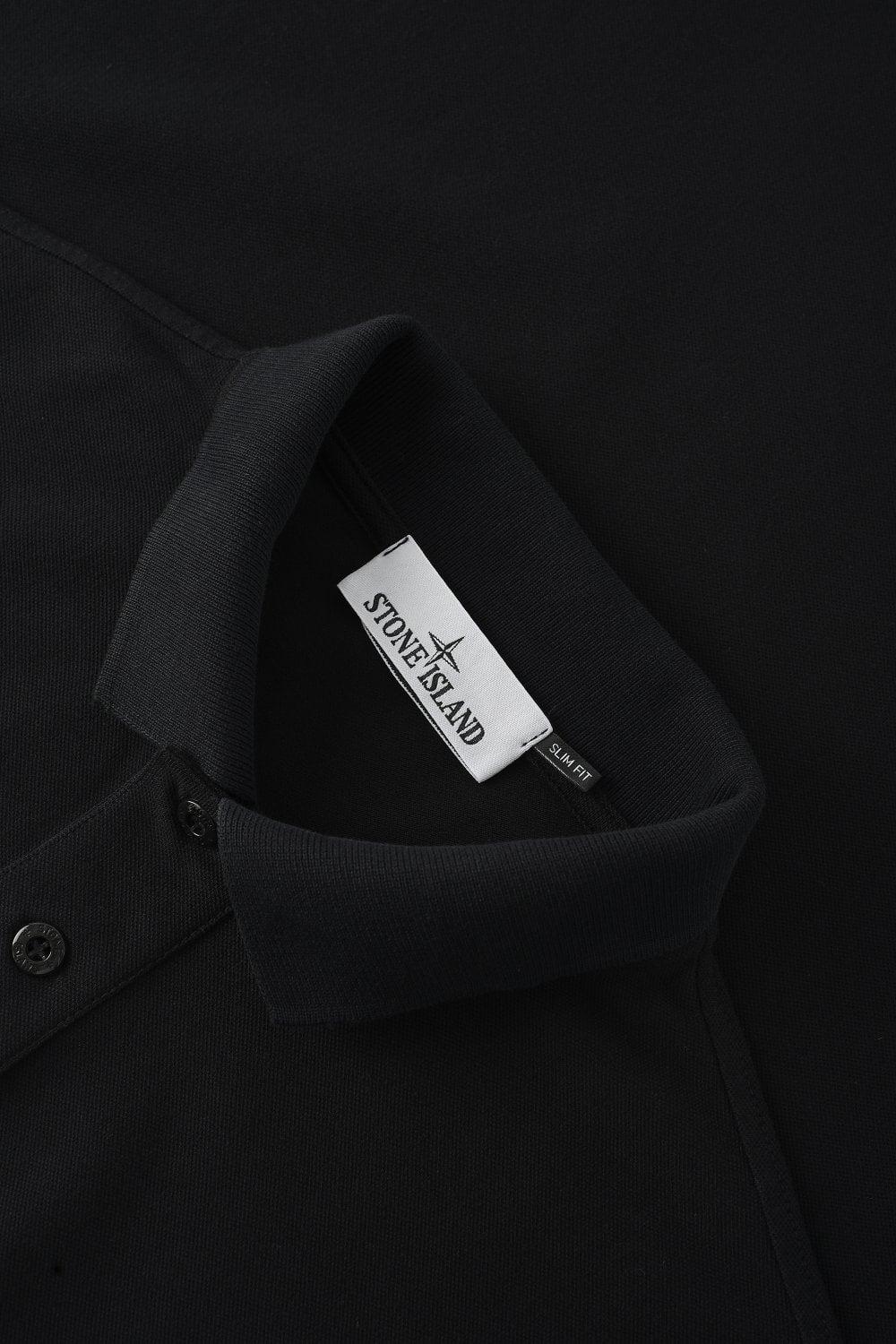 STONE ISLAND Mens Black Brand-patch Regular-fit Stretch-cotton Polo Shirt Xl Product Image