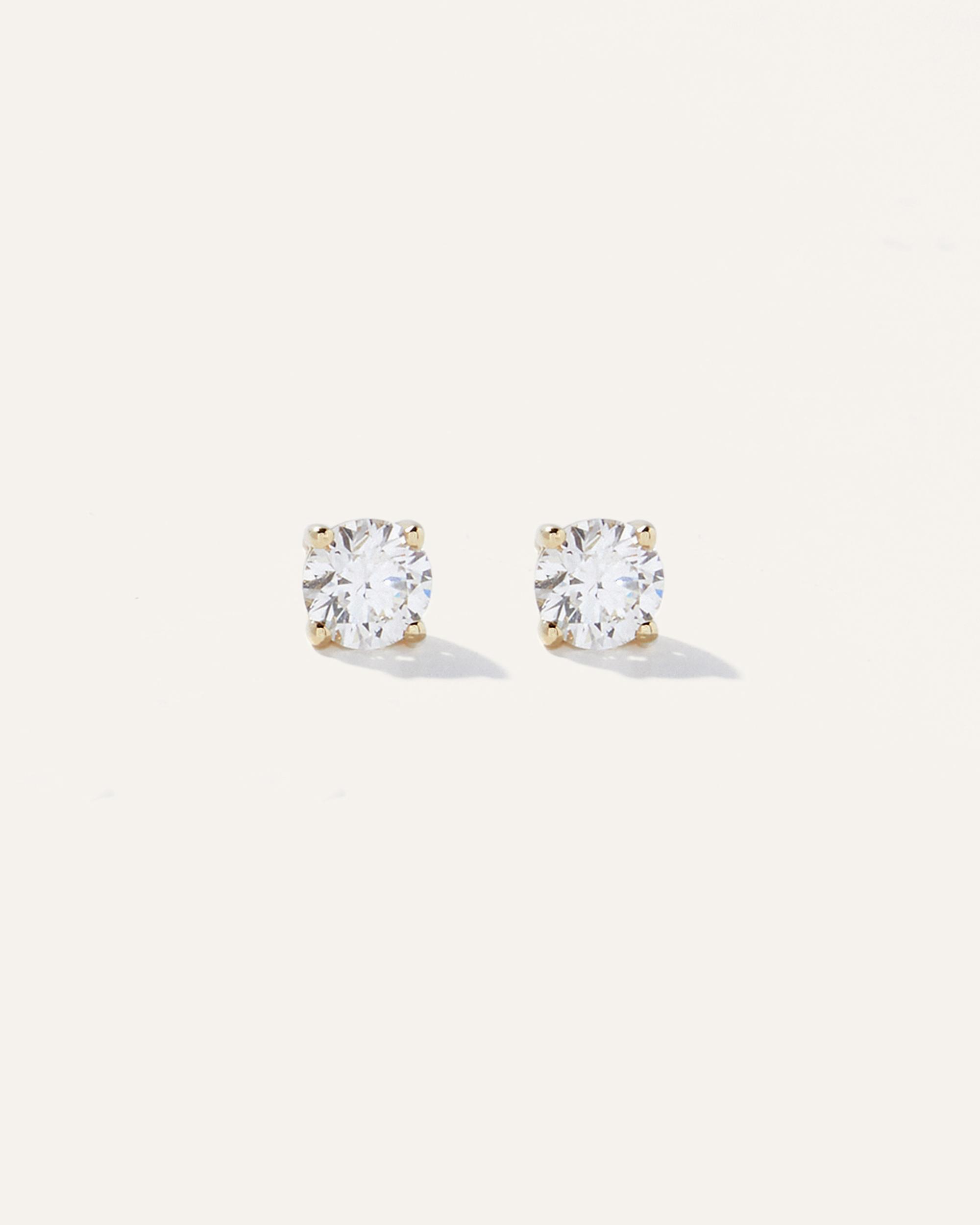 Quince | Women's 14K Gold Lab Grown Diamond Four-Prong Solitaire Studs Product Image